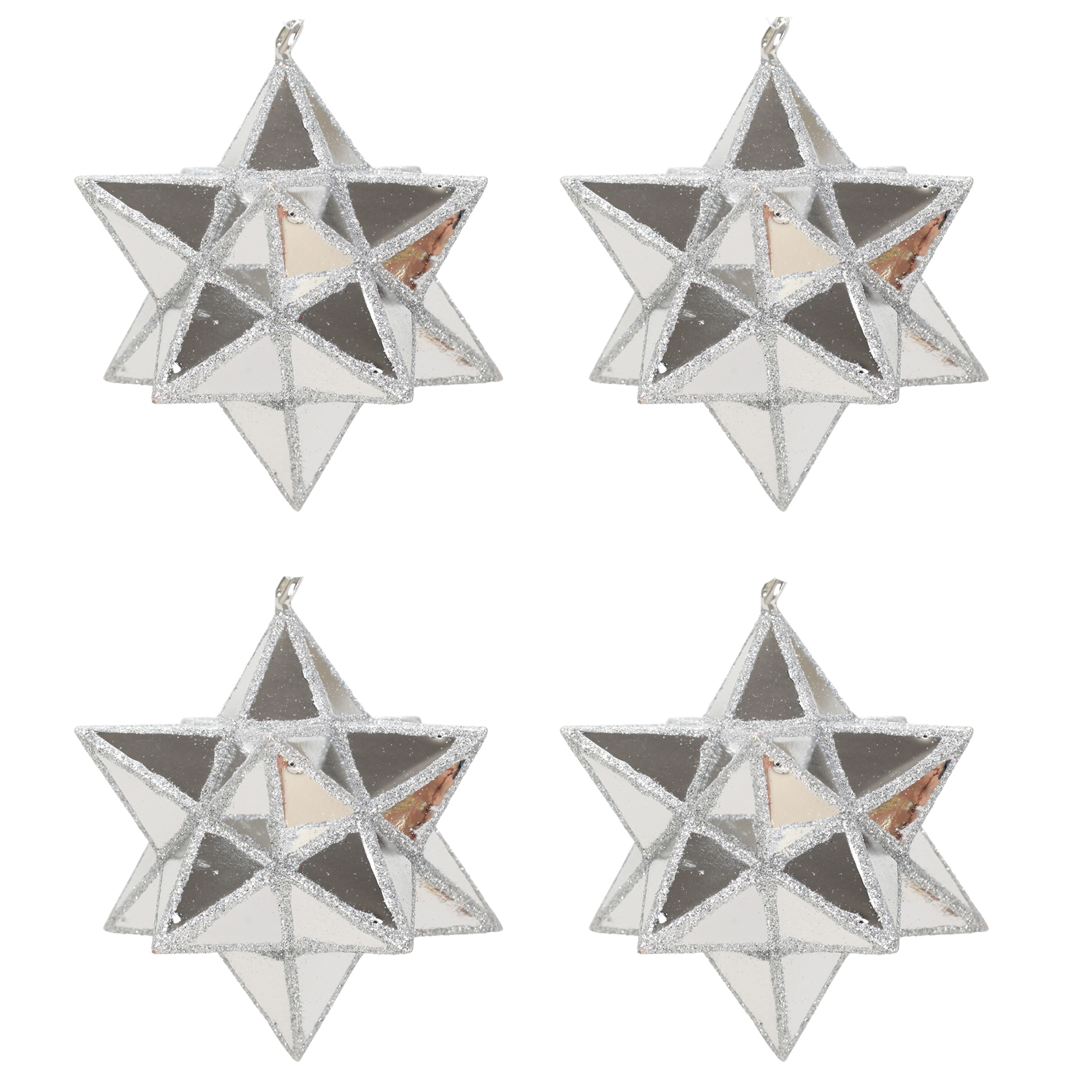 Set de 4 etoiles de noel argent