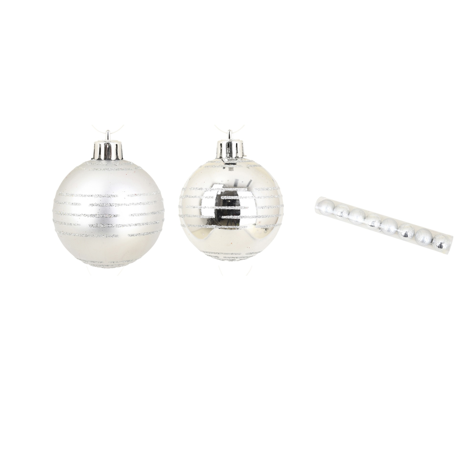 Set de 8 boules decor rayures de noel