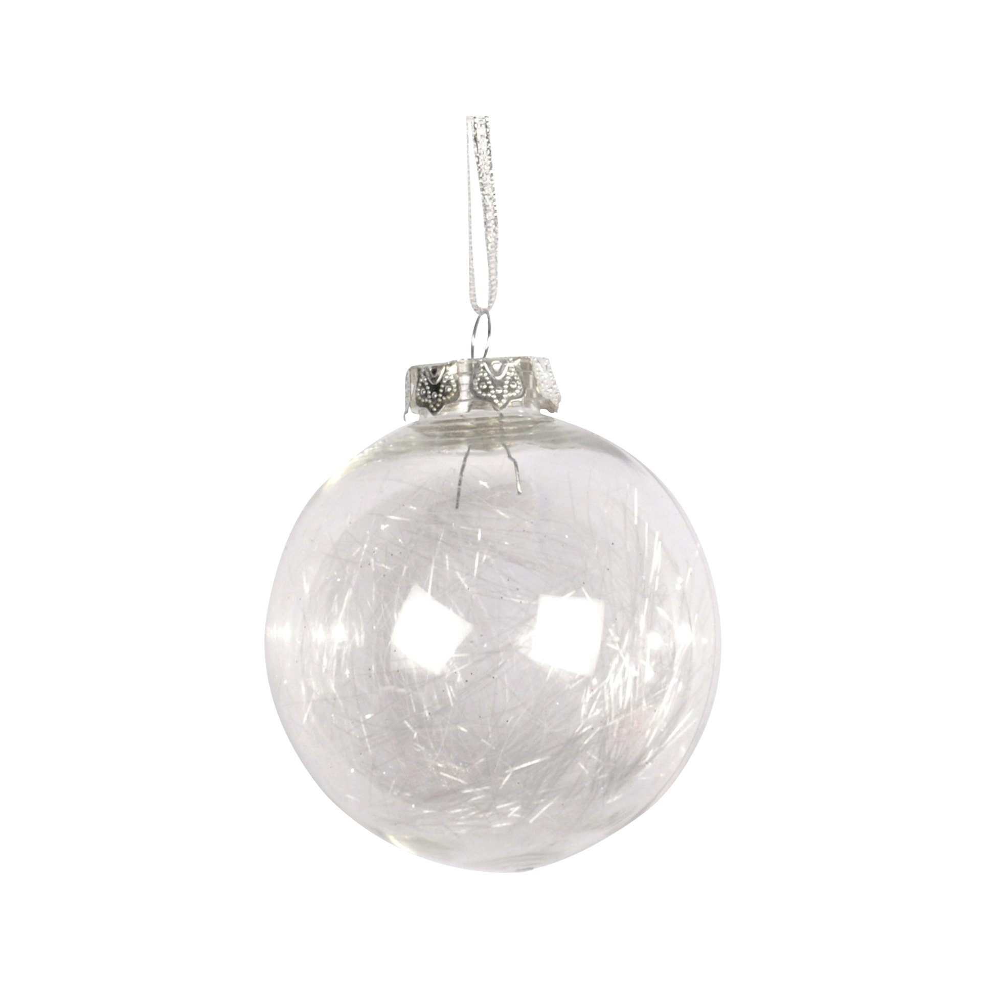 1 boule de noel cheveux d'anges blanc