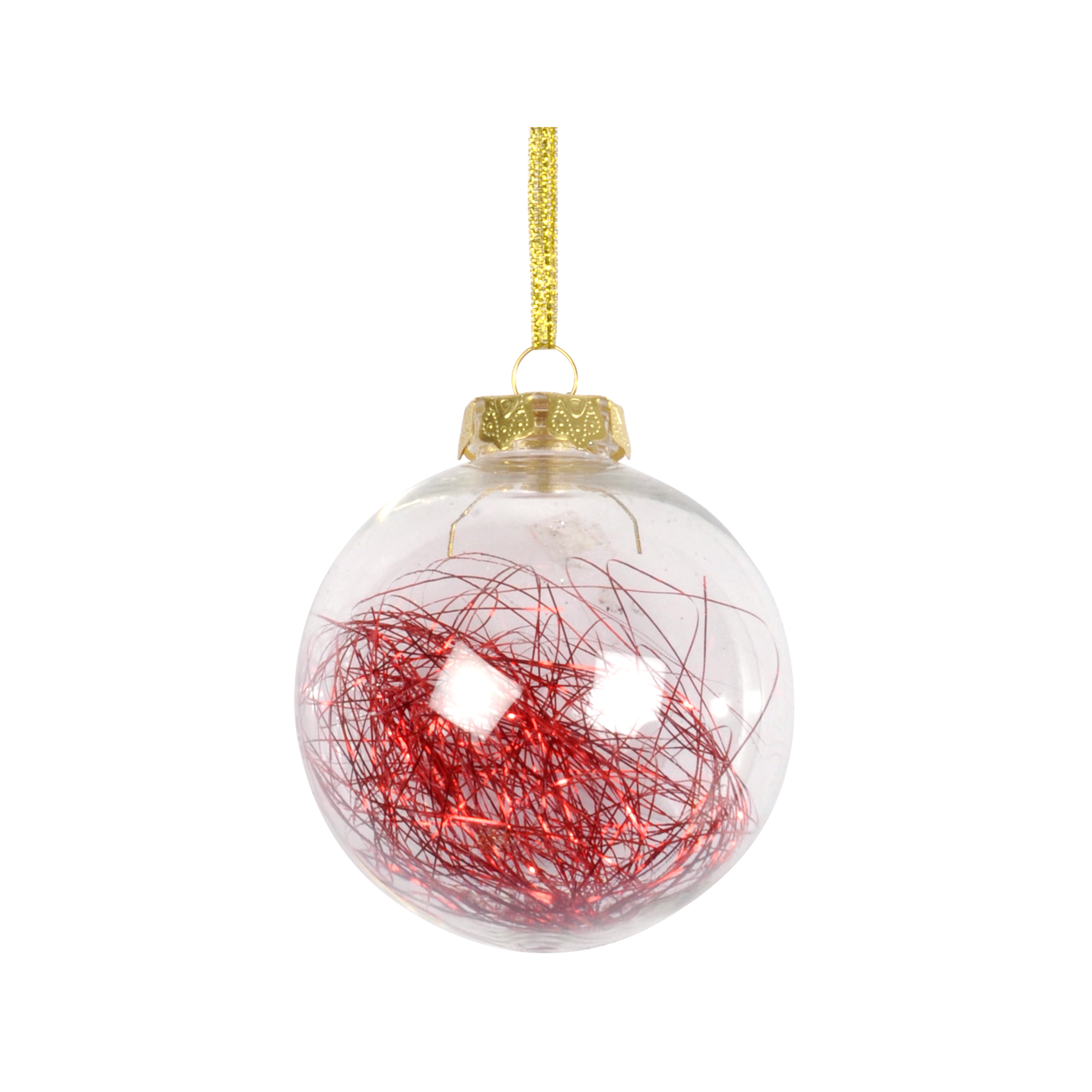 1 boule de noel cheveux d'anges rouge