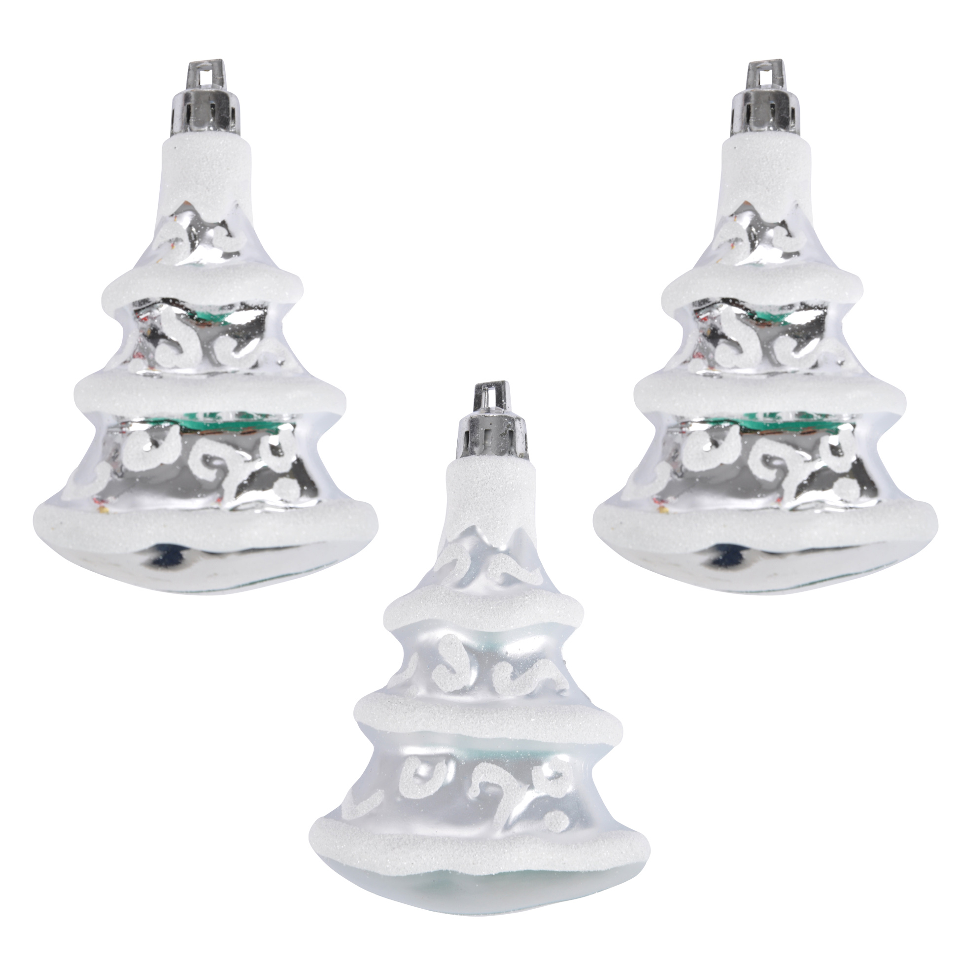 Set de 3 suspensions sapins argent