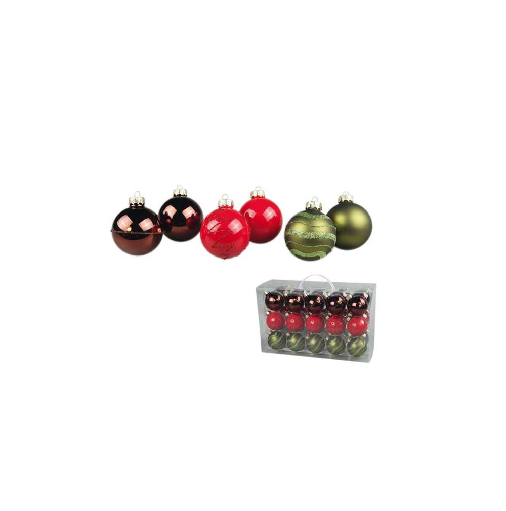 Set de 30 boules vert rouge choco