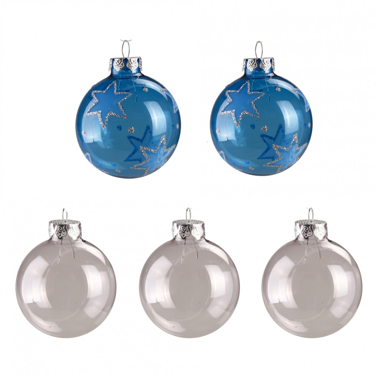 Set de 5 boules en verre translucide