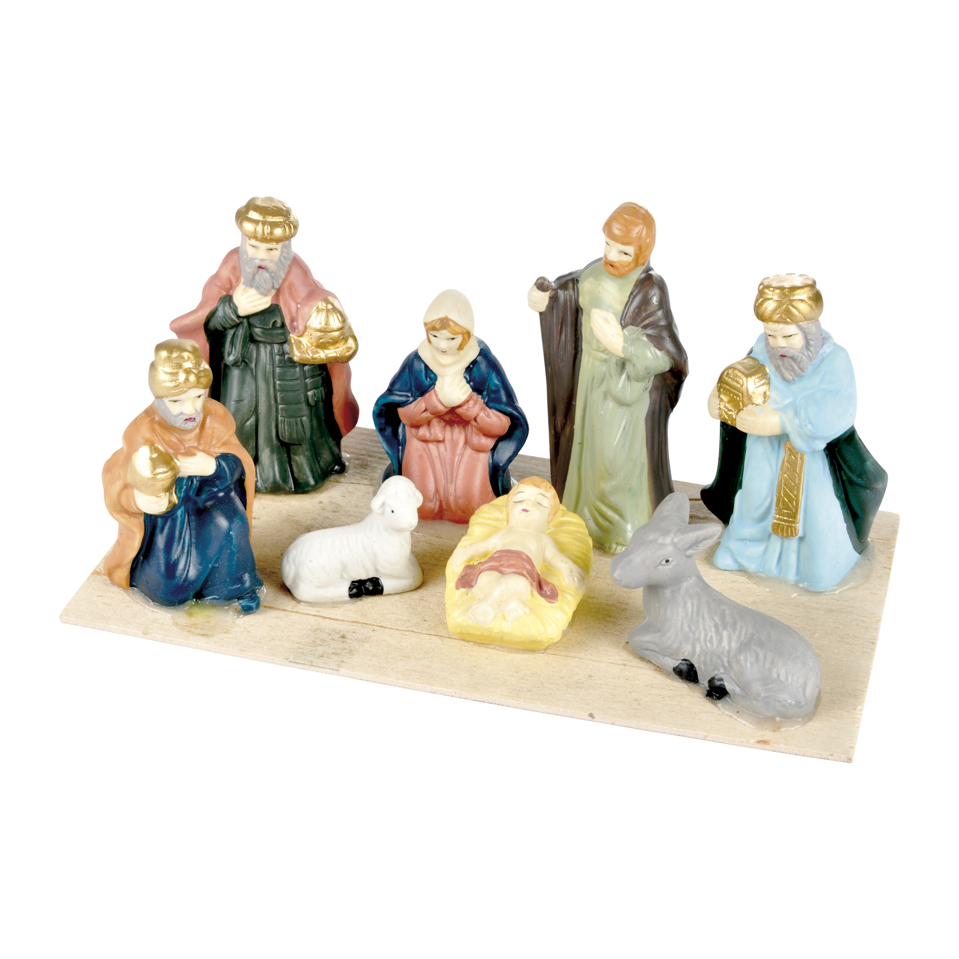 8 Santons porcelaine scene native