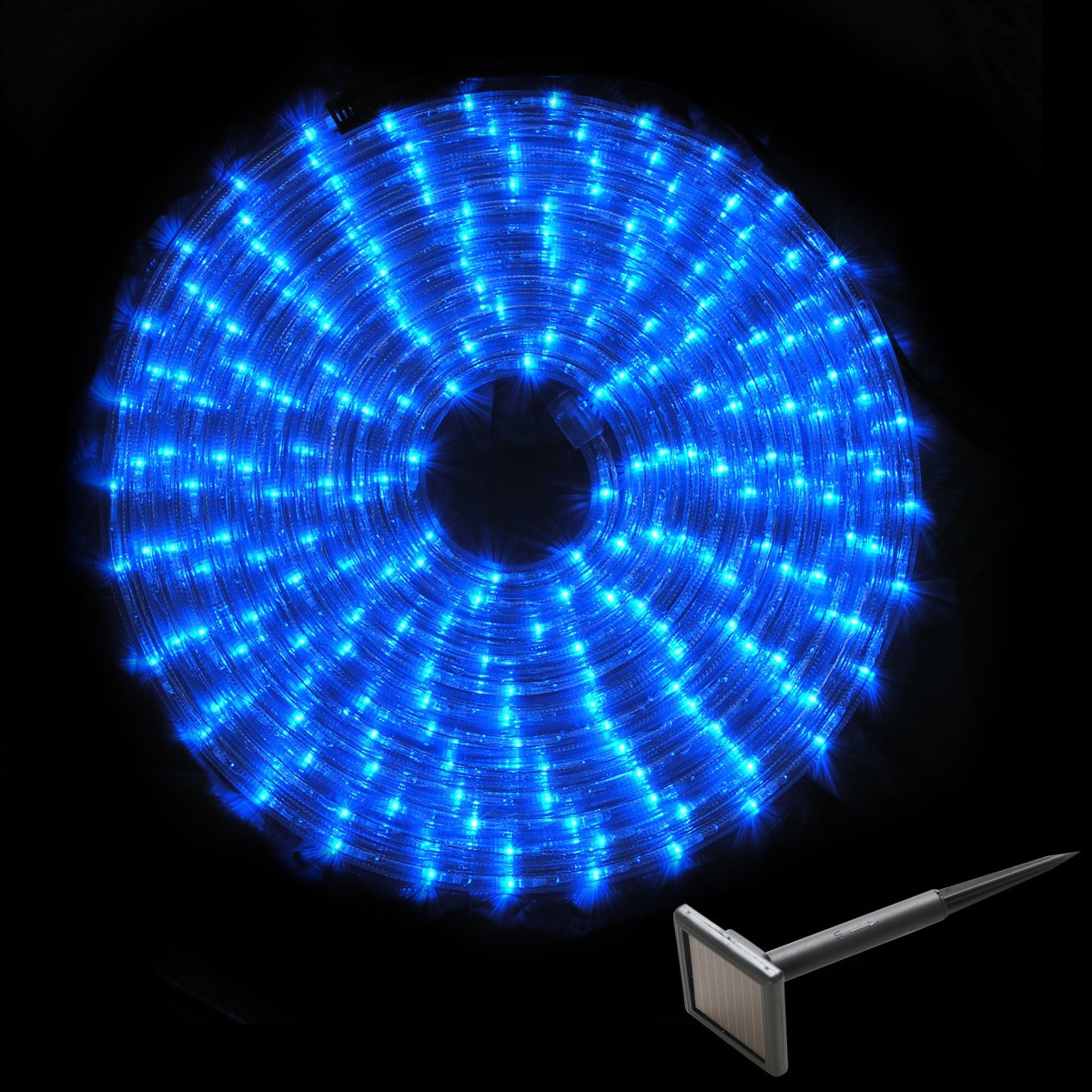 Cordon lumineux solaire 144 LED bleues 6m