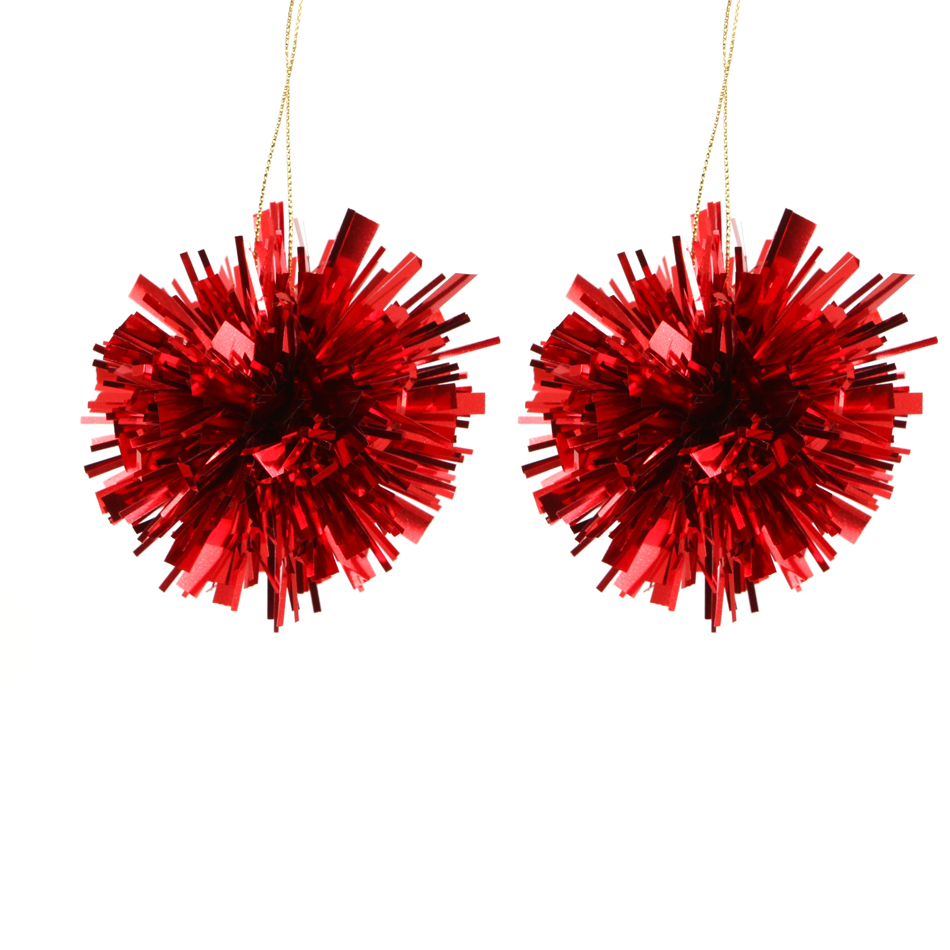 Set de 2 pompons de noel rouge