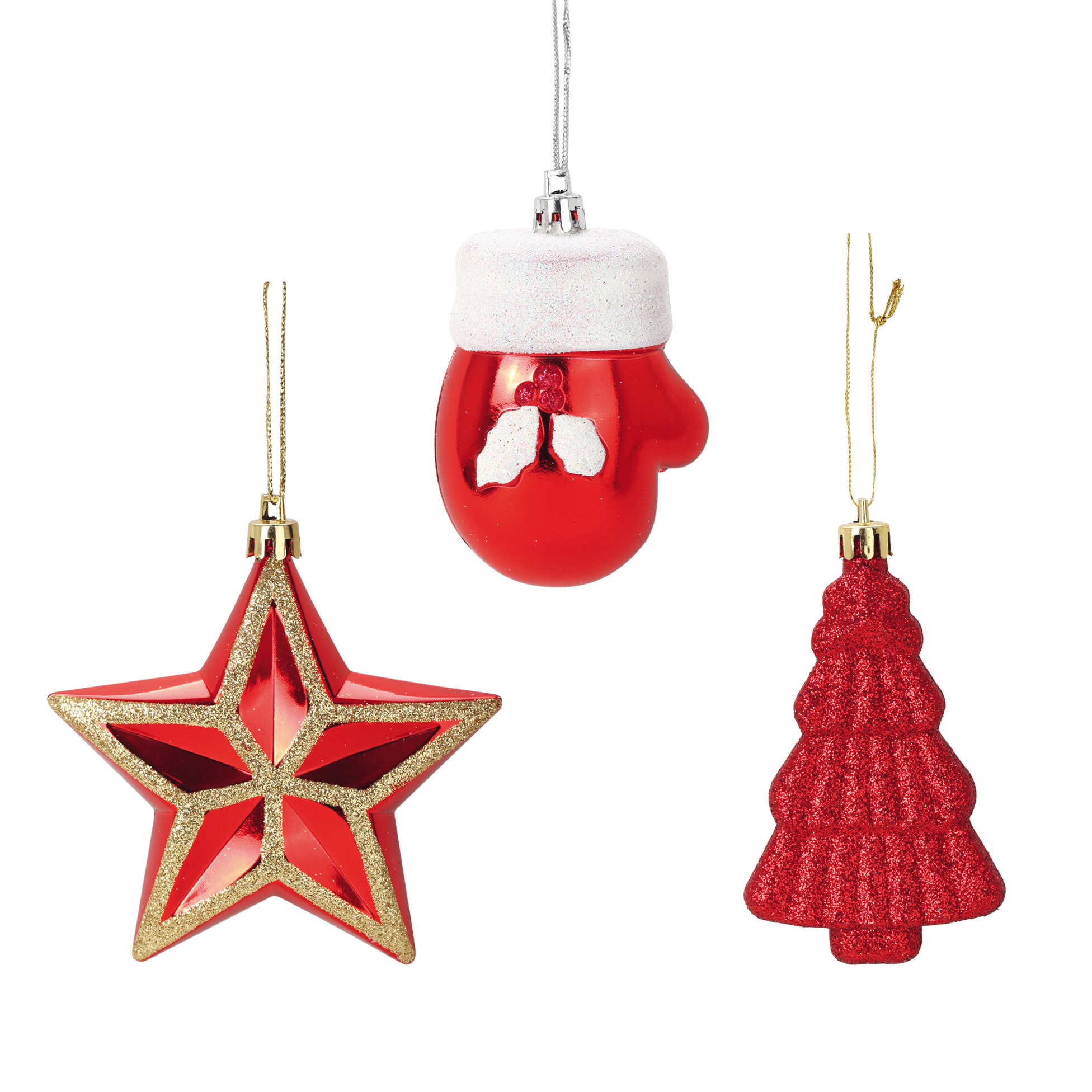 Set de 3 suspensions de noel rouge