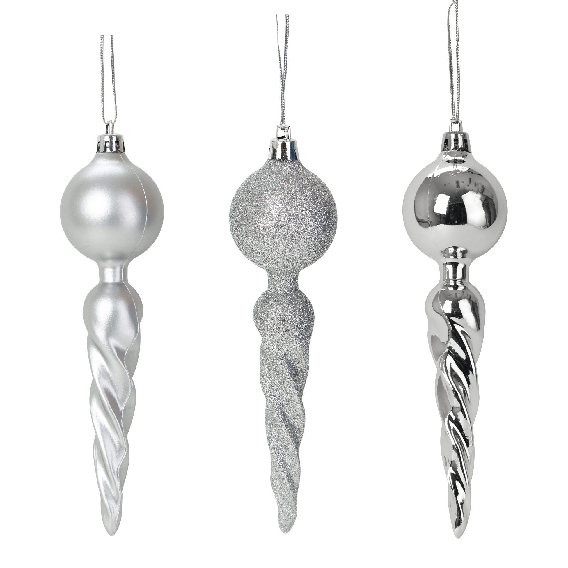 Set de 3 suspensions torsadees de noel argent