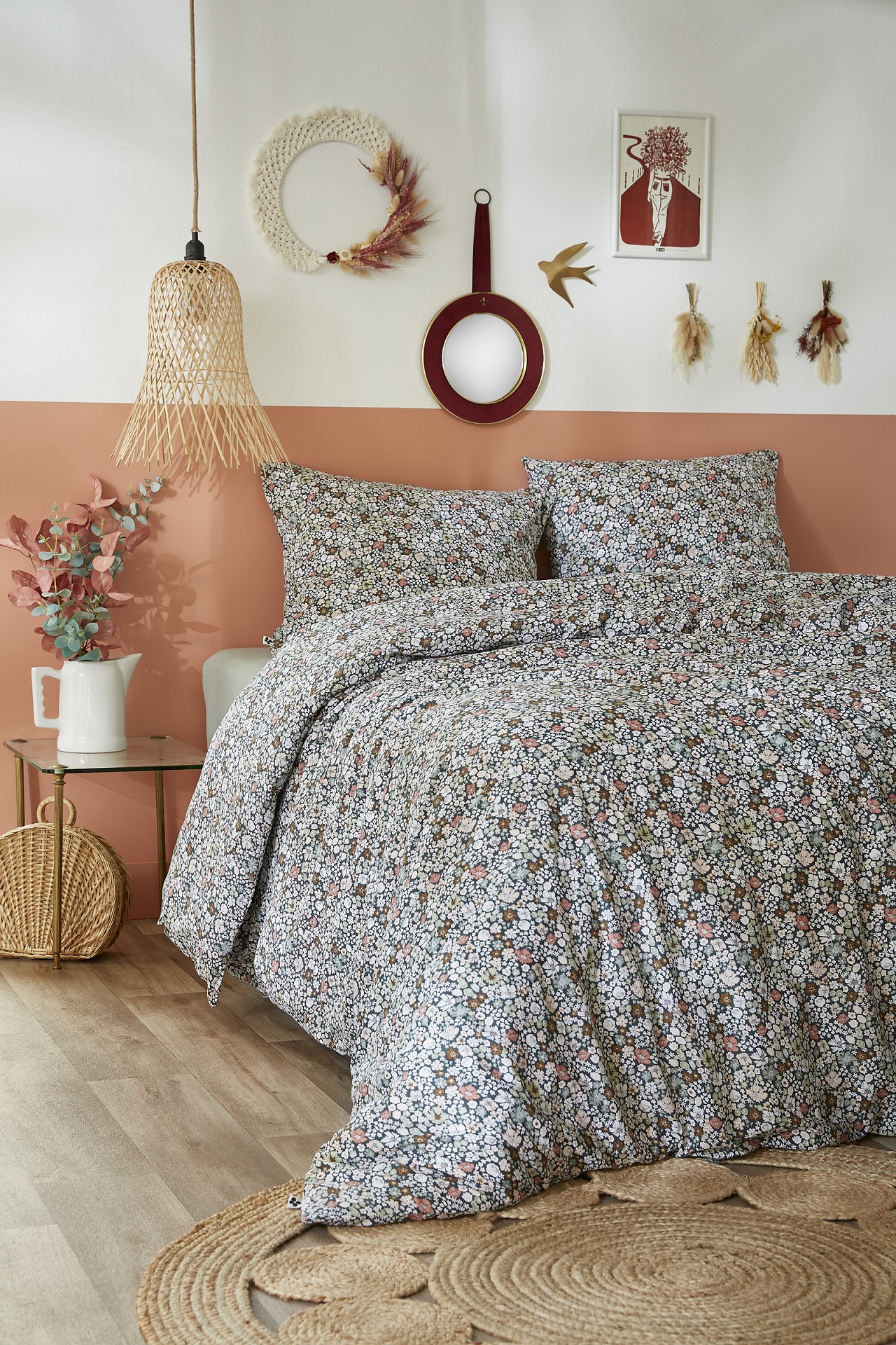 Housse de couette + taie Malia en fleurs