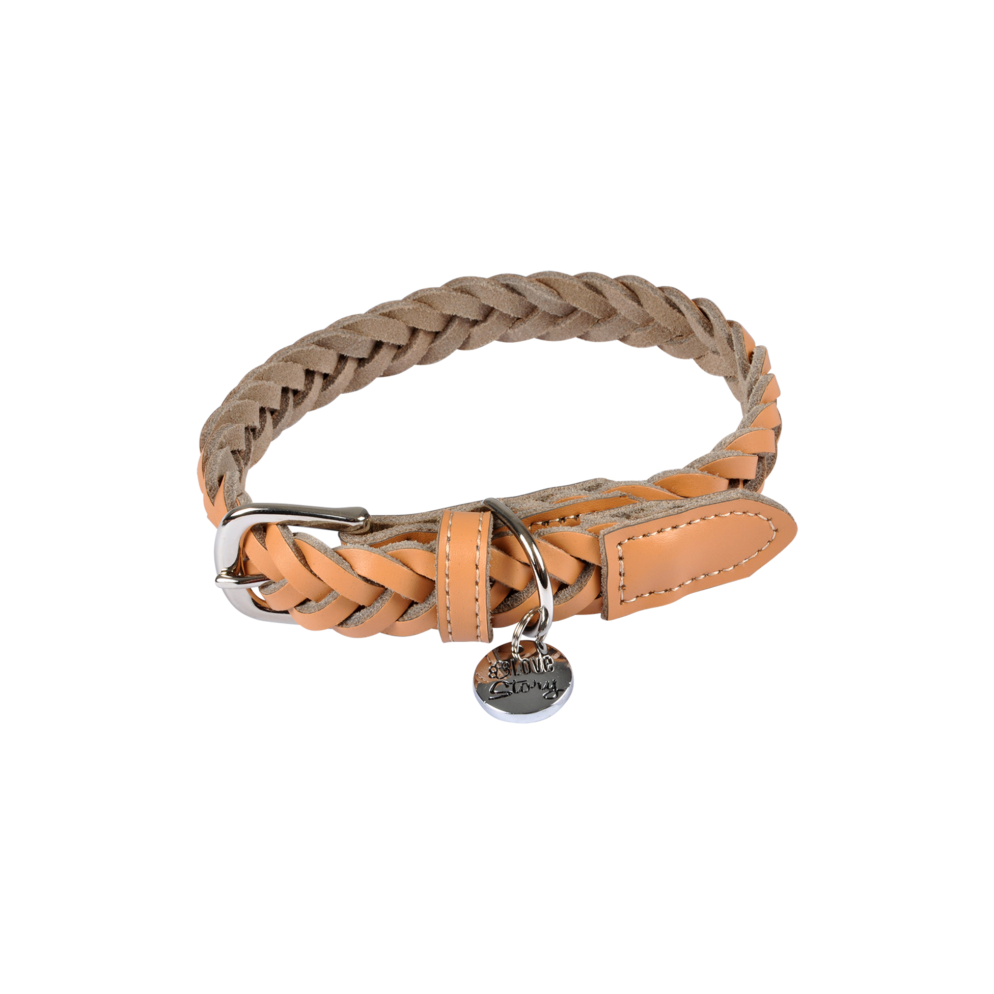 Collier pour chien en cuir tress naturel