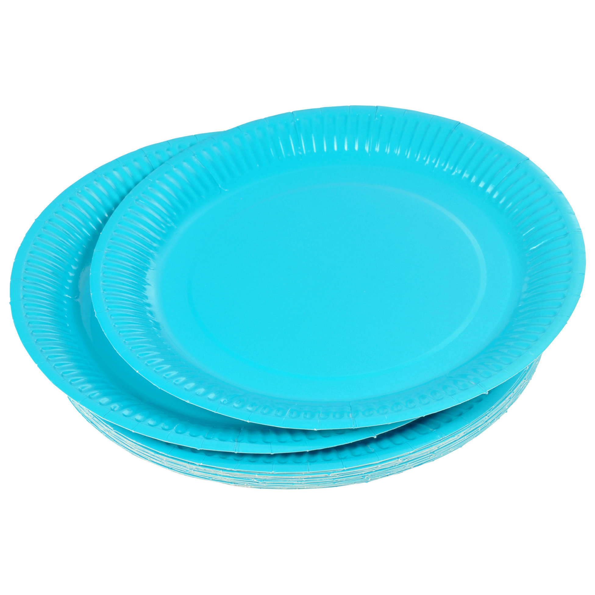 Set de 20 assiettes carton 23 cm Unies bleu