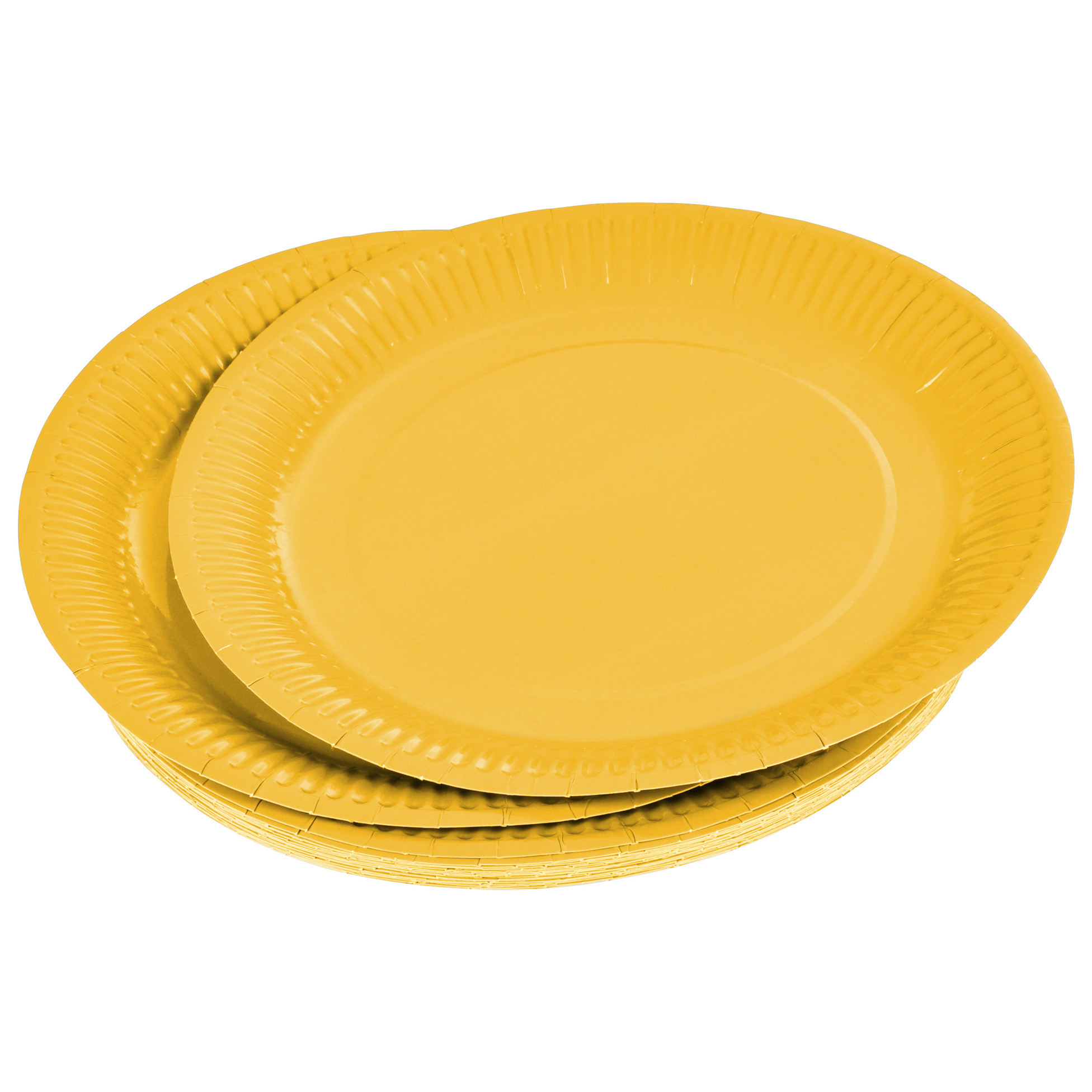 Set de 20 assiettes carton 23 cm Unies jaune