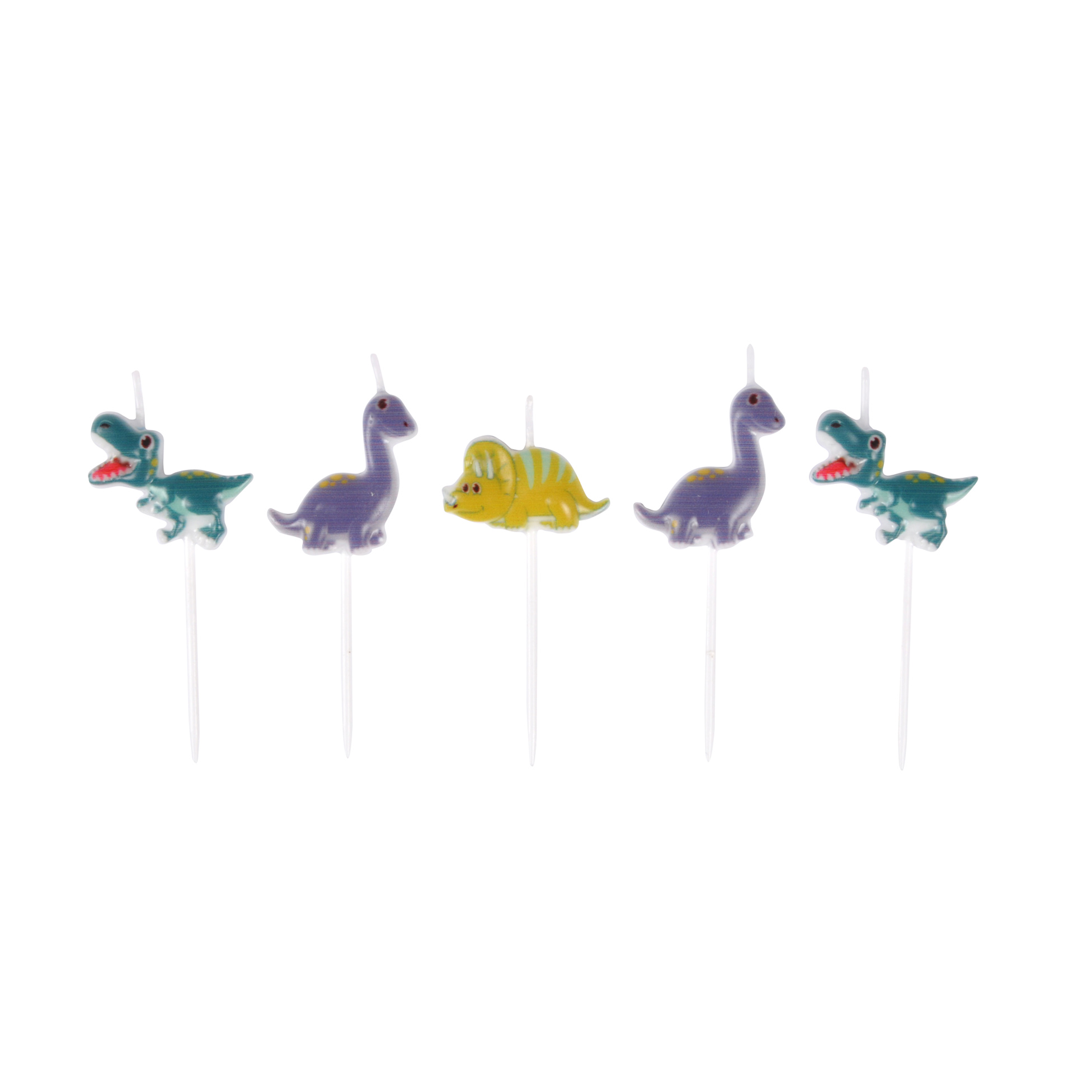 Set de 5 bougies anniversaire 6 cm Happy dino