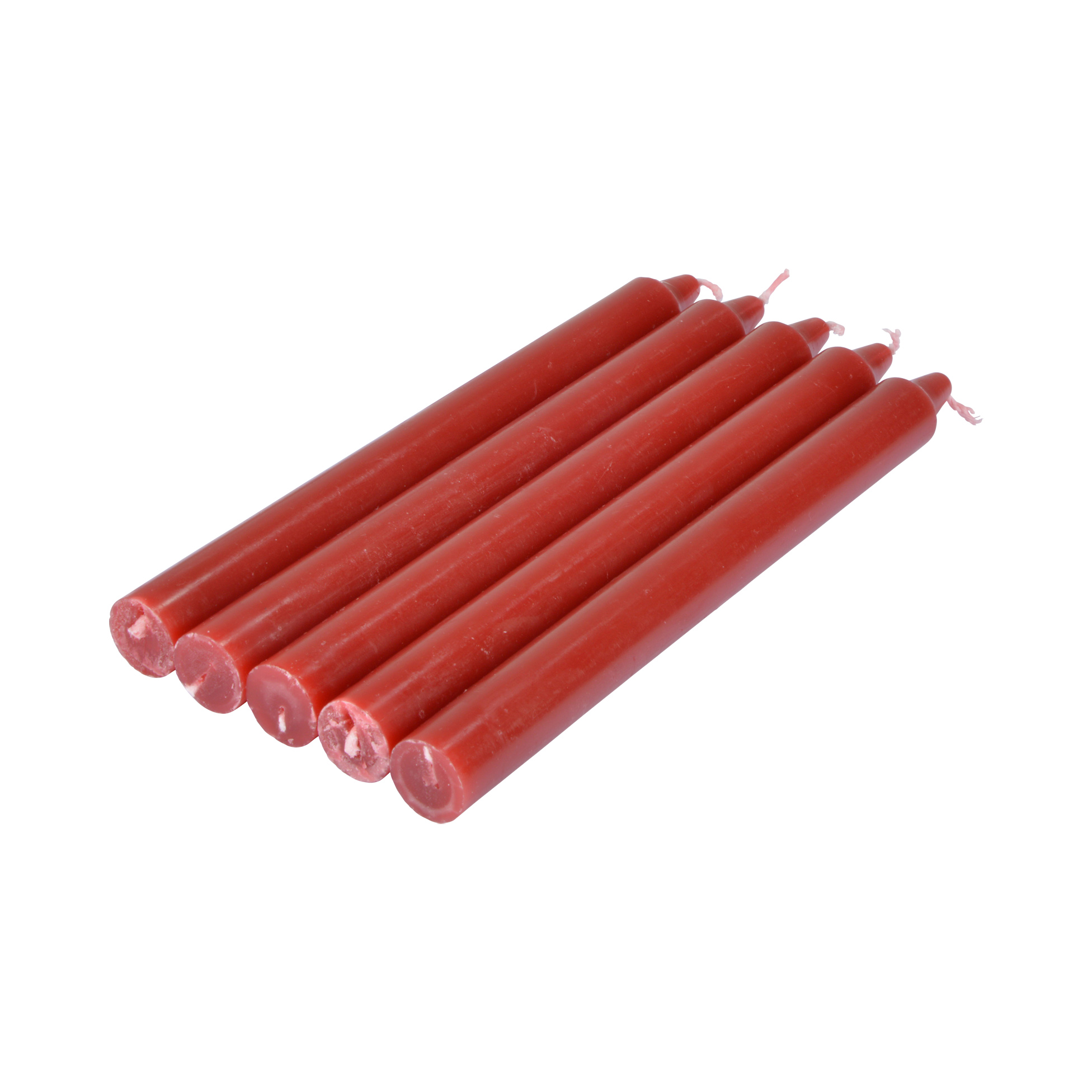 Lot de 5 bougies chandelier 20 cm Tendance uni rouge