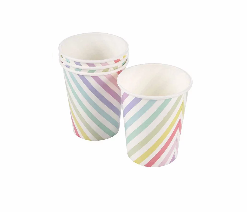 Set de 6 gobelets en carton Licorne arc en ciel