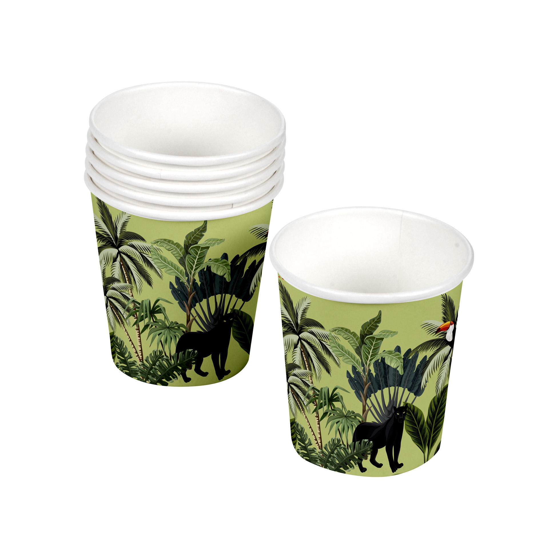 Set de 10 gobelets en carton Toucan palmeraie