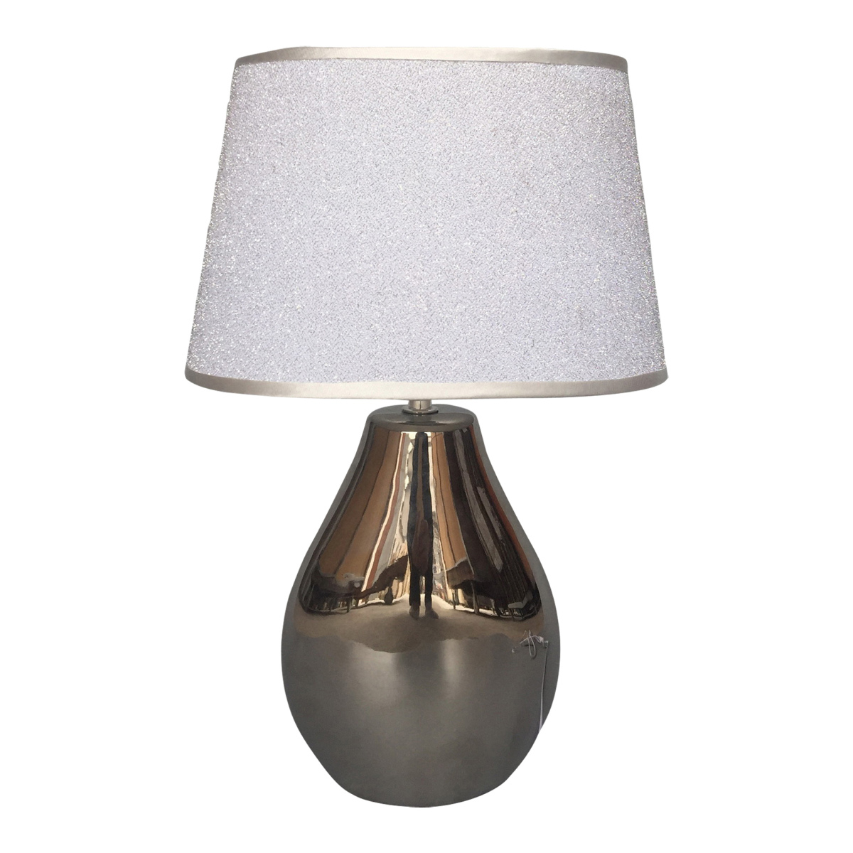 Lampe base argent abat jour paillette