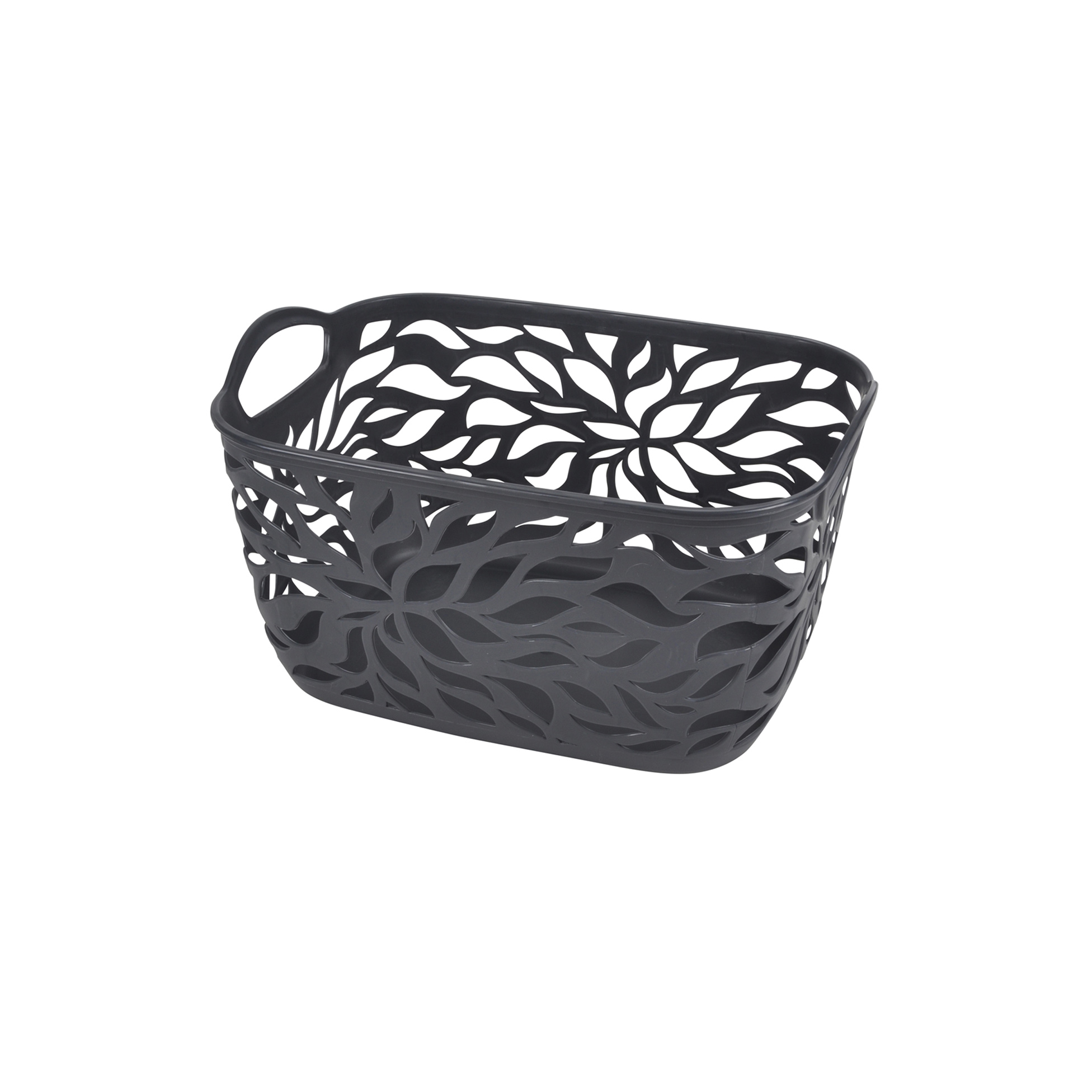 Paniere corbeille 3.5 L motif vegetal 16 x 24 cm anthracite