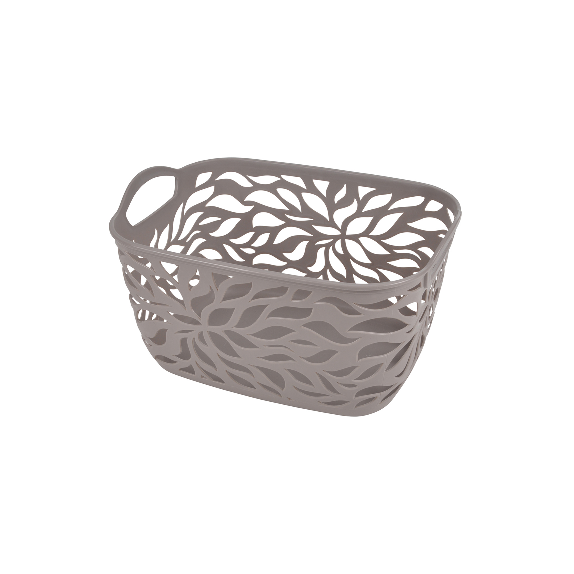 Paniere corbeille motif vegetal taupe