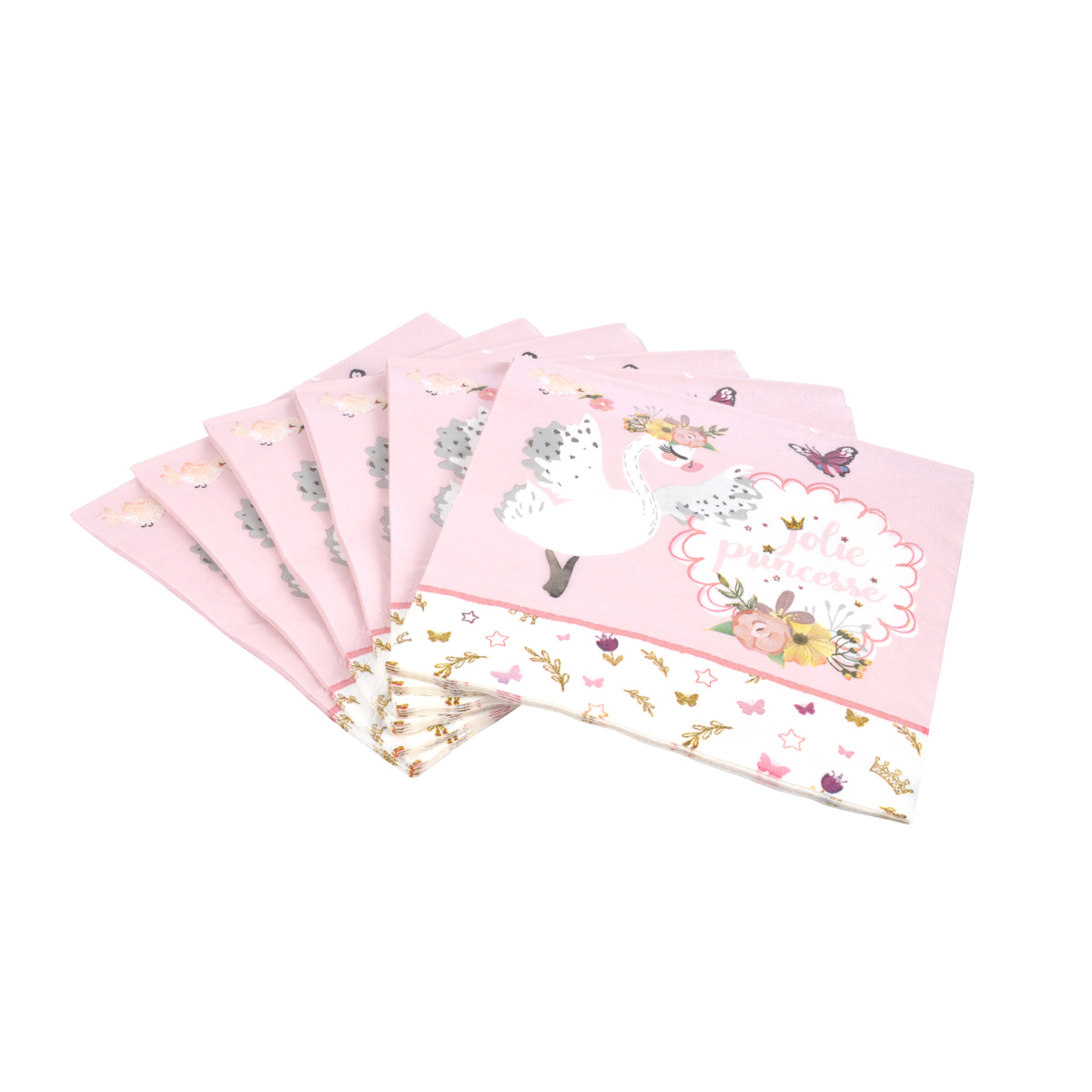 Lot de 20 serviettes en papier cygnes