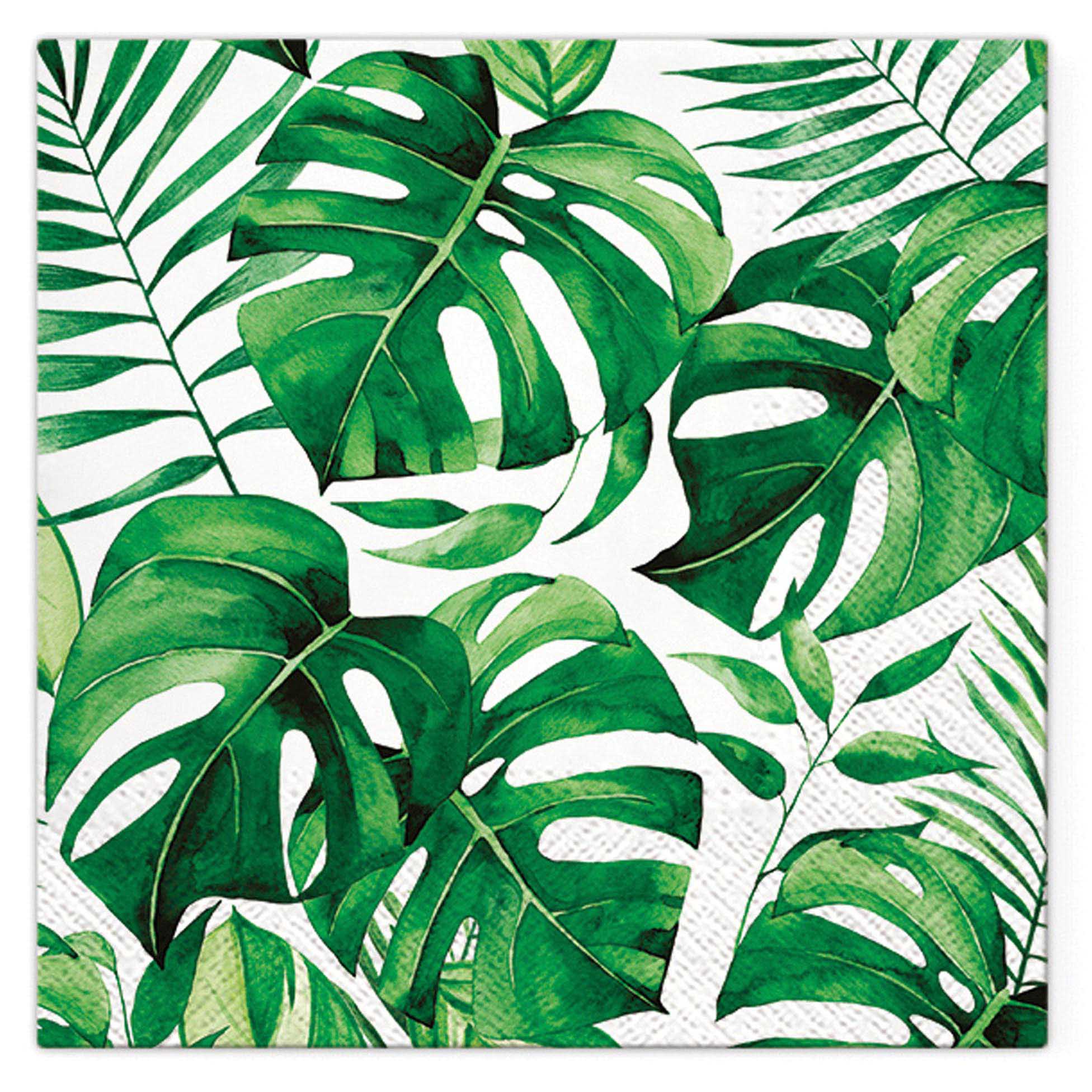 Lot de 20 serviettes en papier 33 x 33 cm Feuilles monstera