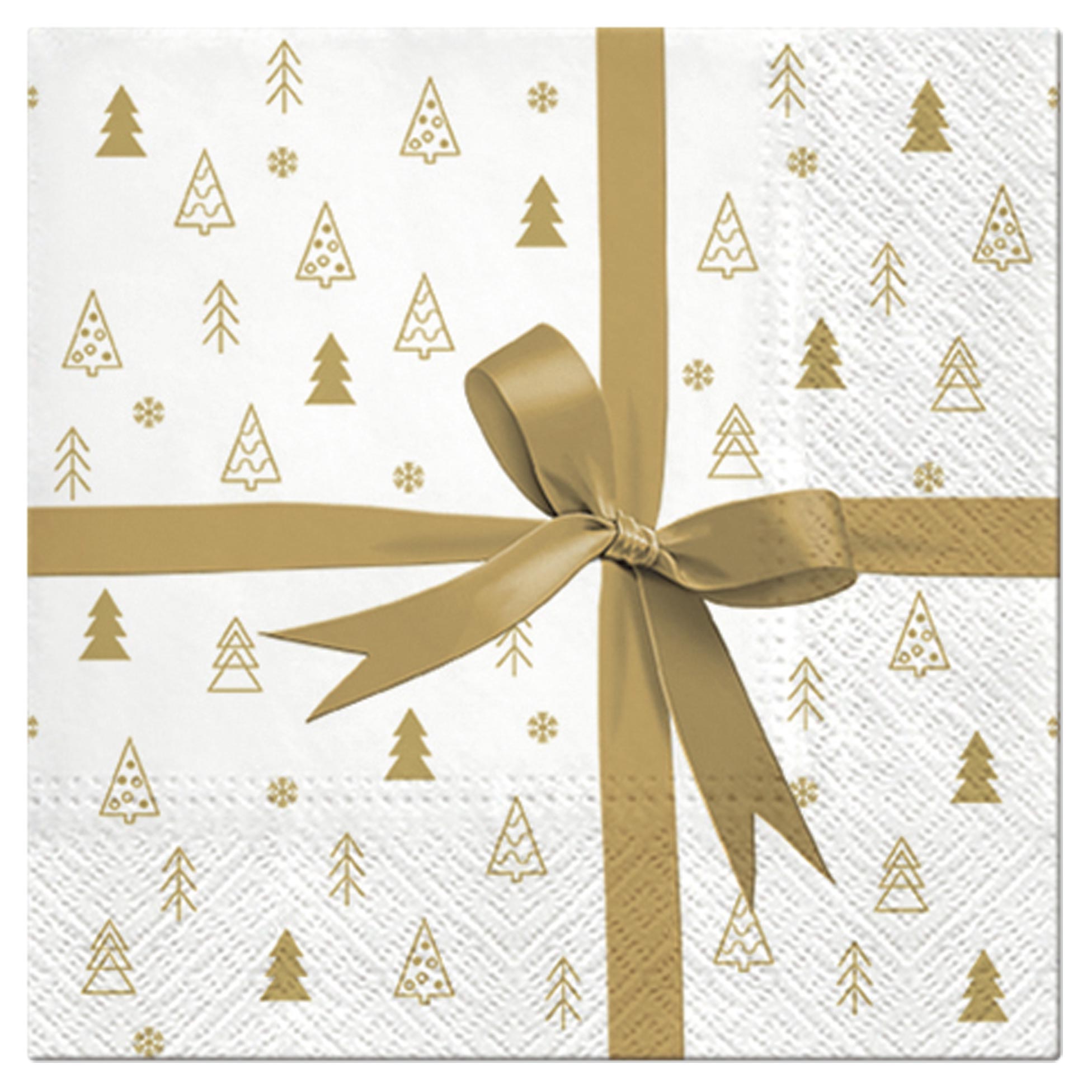 Lot de 20 serviettes en papier Cadeaux dore