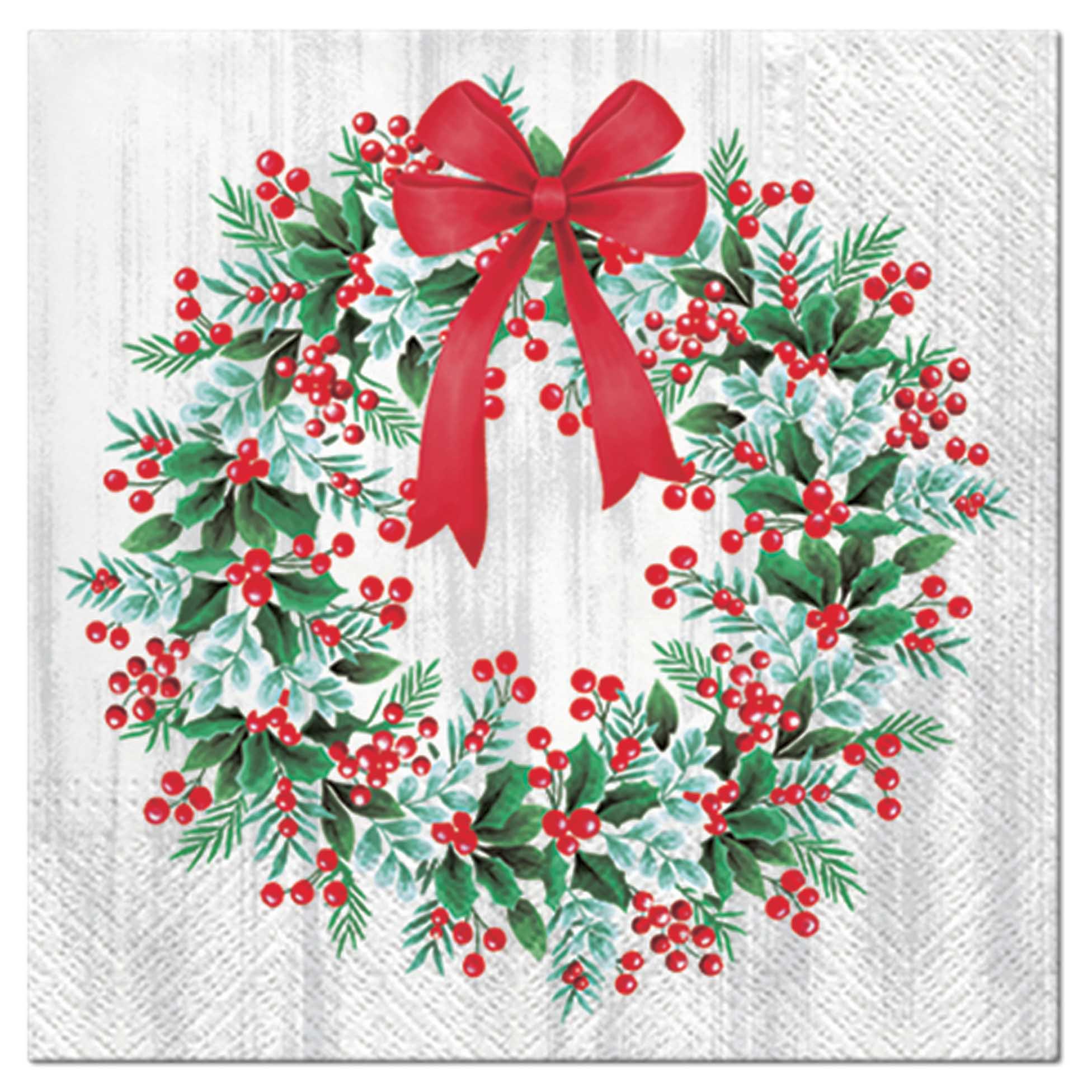 Lot de 20 serviettes papier Couronnes de noel