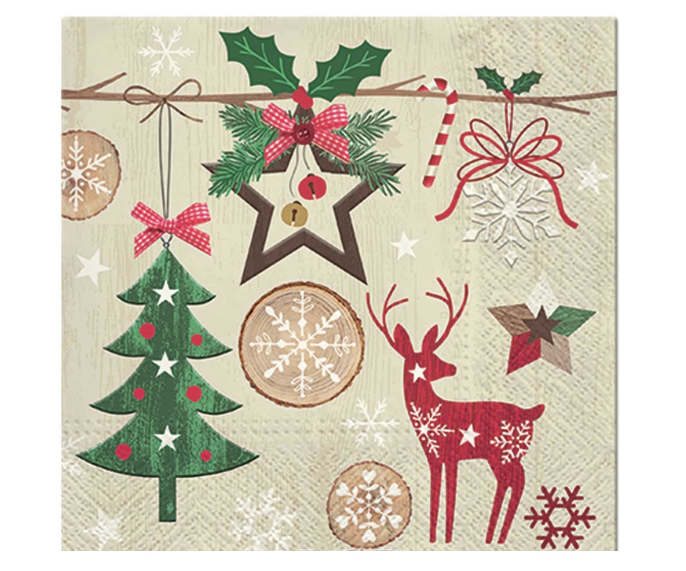 Lot de 20 serviettes papier Noel rustique