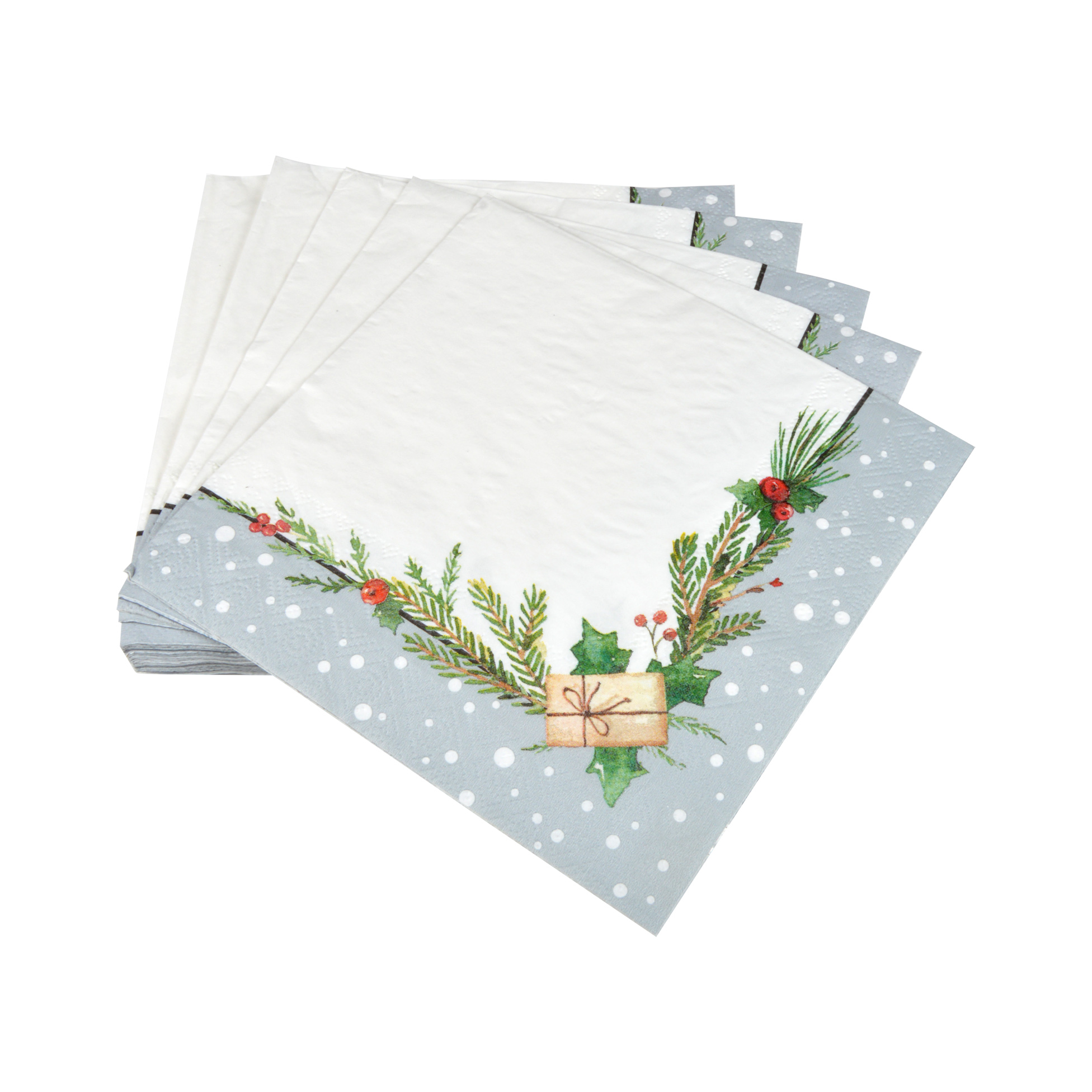 Lot de 20 serviettes en papier Branche de sapin