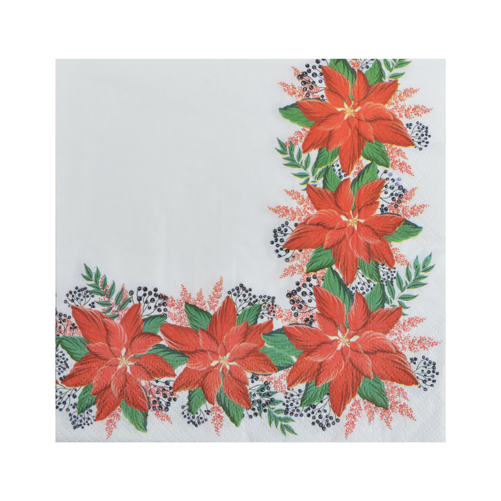 Lot de 20 serviettes en papier Bordure de poinsettias