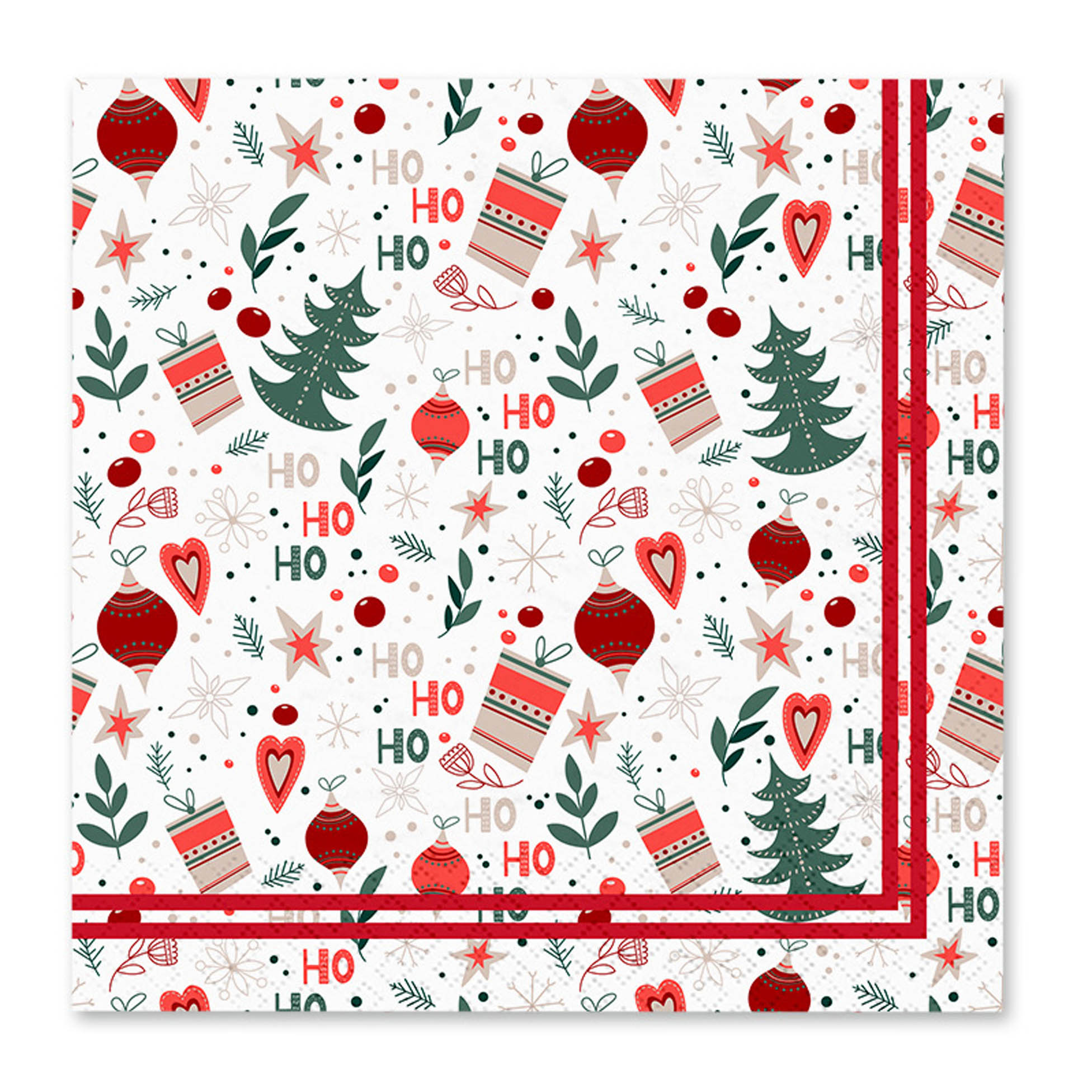 Lot de 20 serviettes en papier 33 x 33 cm Joyeuses fetes ho ho ho