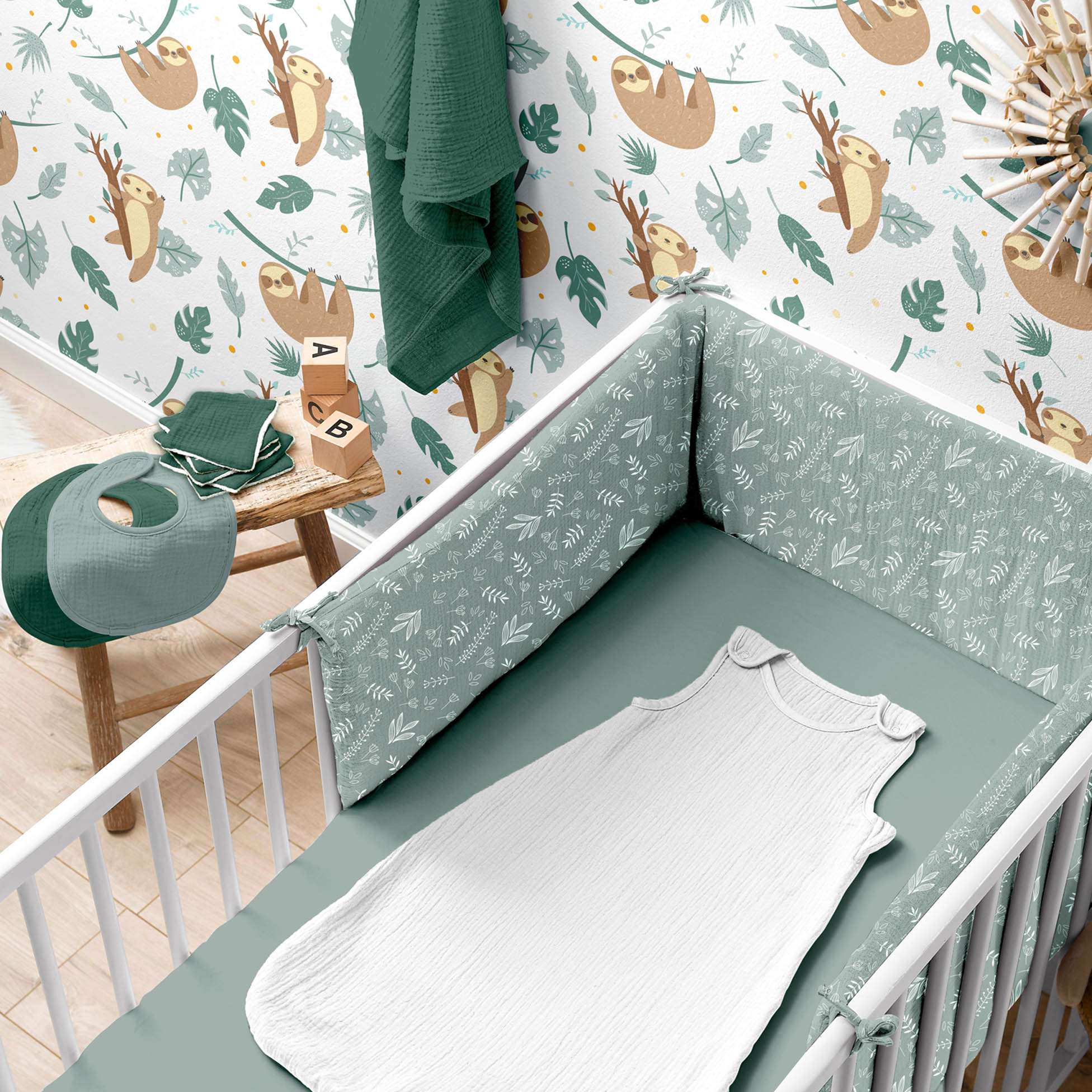 Drap housse en gaze de coton tendance uni bebe