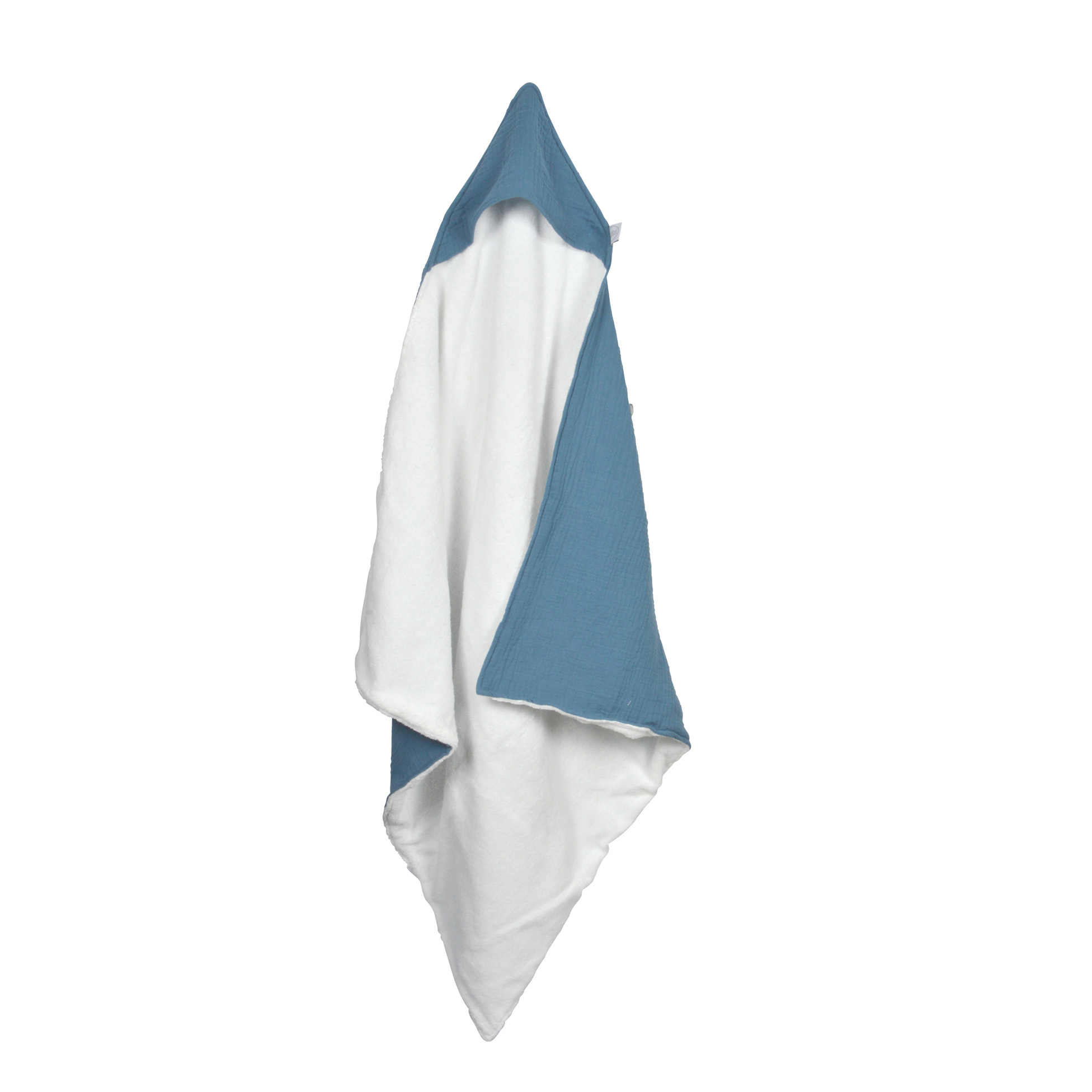 Cape de bain eponge et gaze de coton 75 x 75 cm bleu