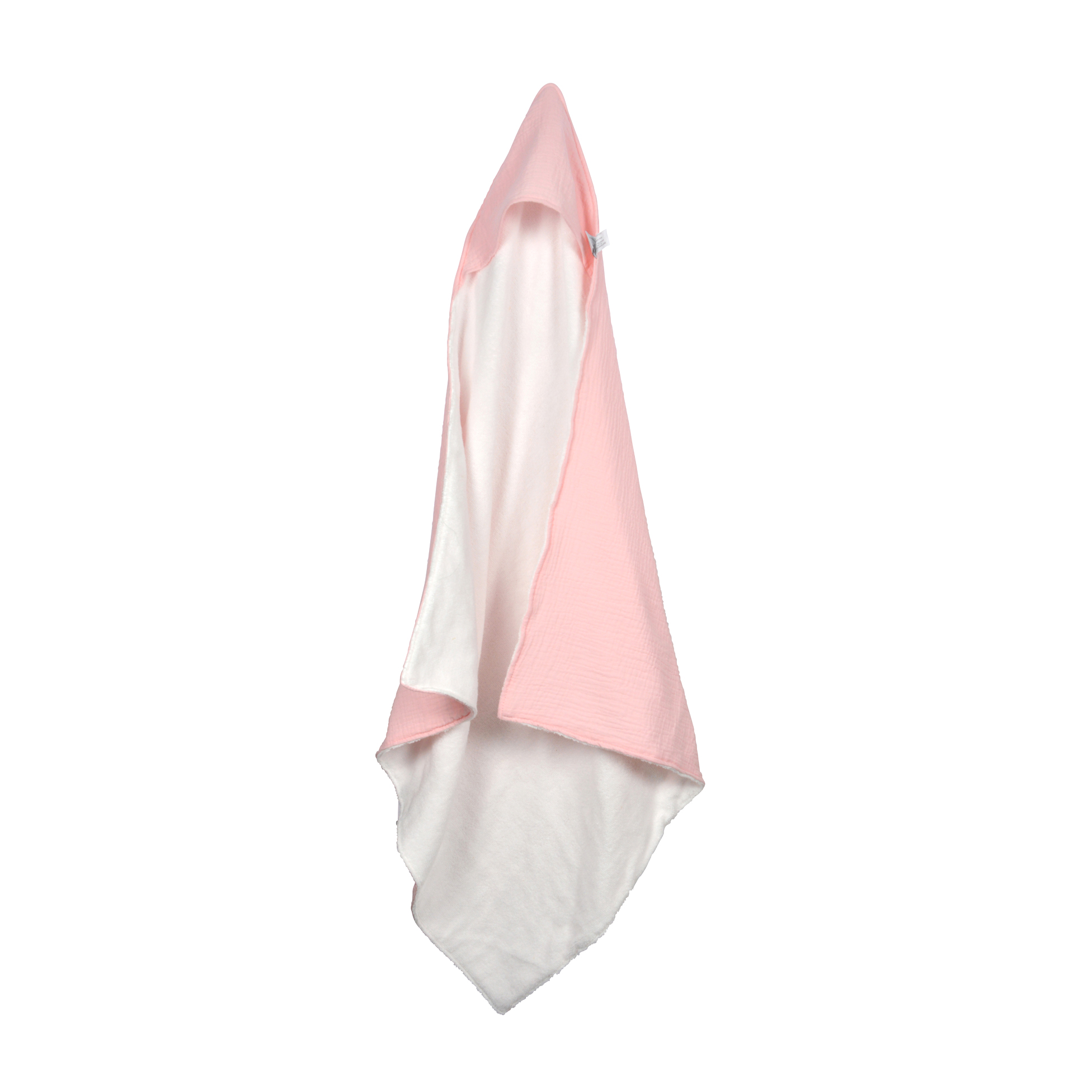 Cape de bain eponge et gaze de coton 75 x 75 cm rose