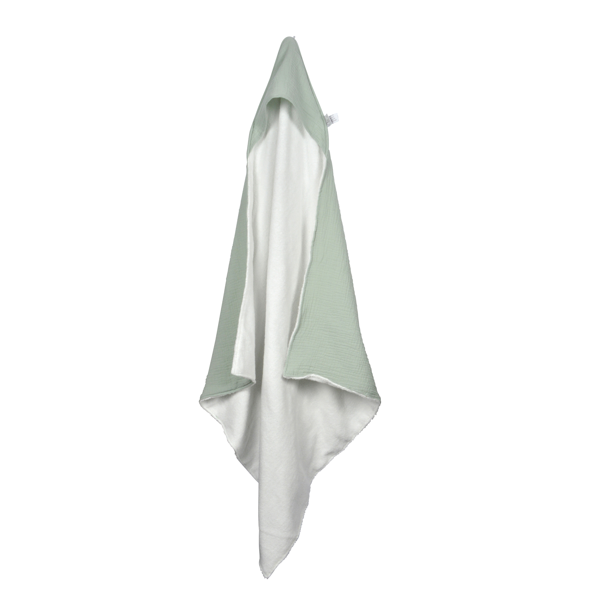 Cape de bain eponge et gaze de coton 75 x 75 cm vert