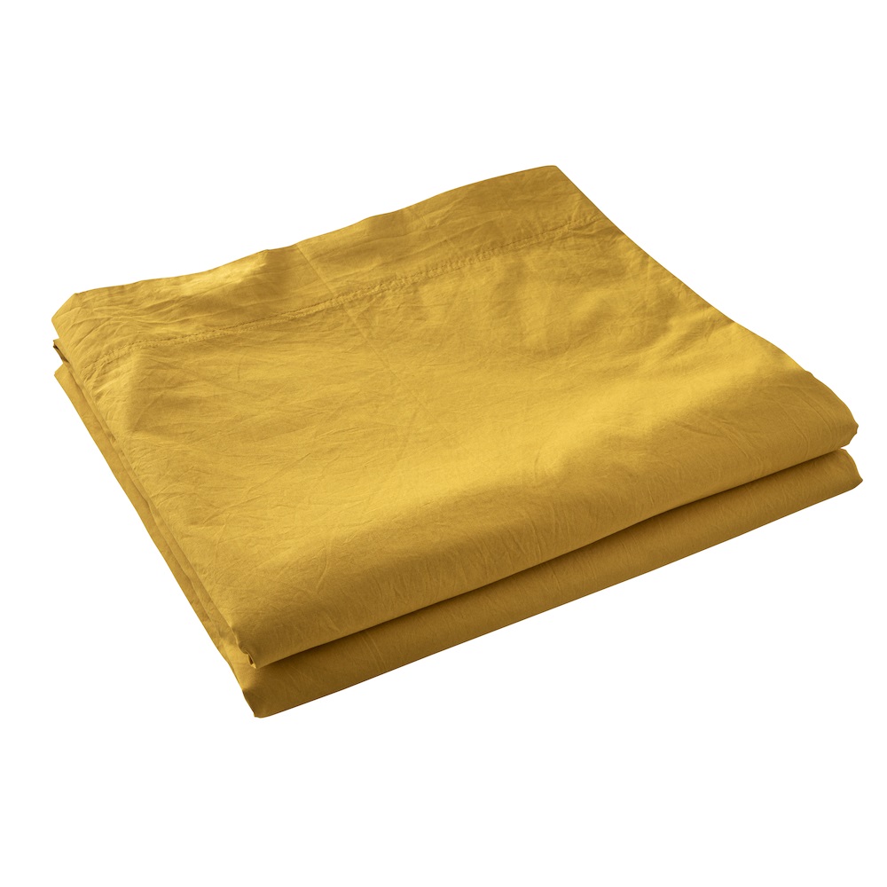 Drap plat percale de coton 240x300cm Jaune