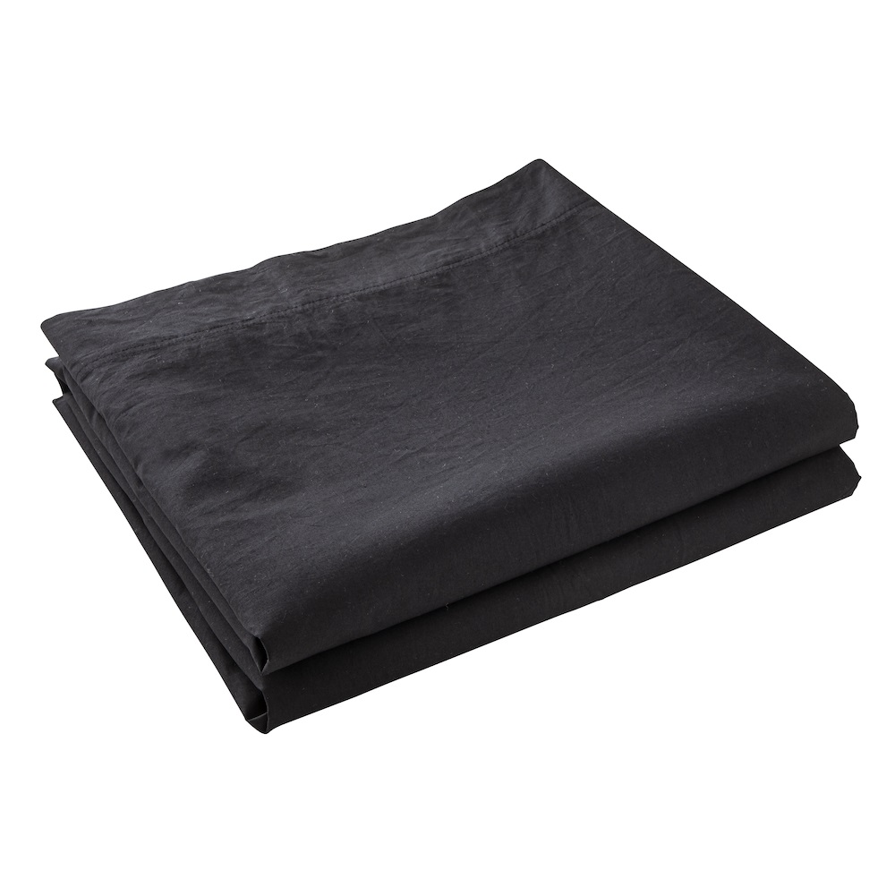 Drap plat percale de coton 240x300cm Noir