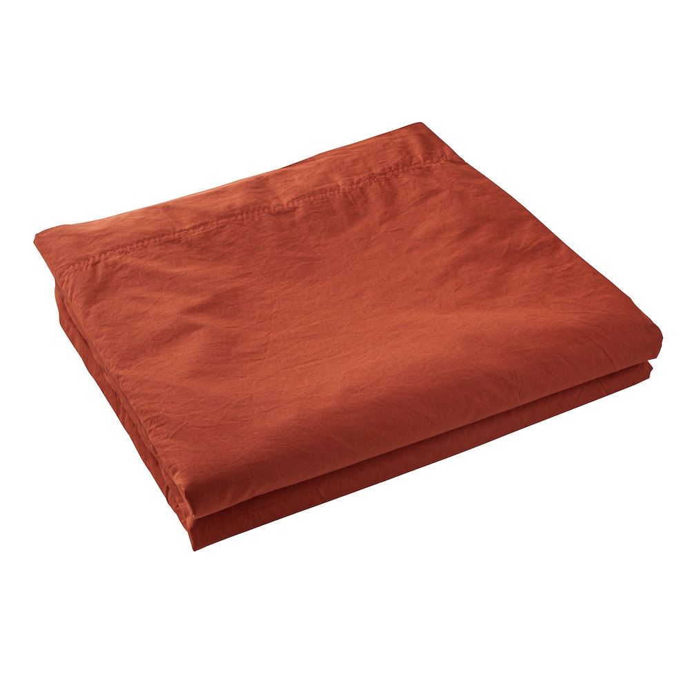 Drap plat percale de coton 240x300cm Paprika