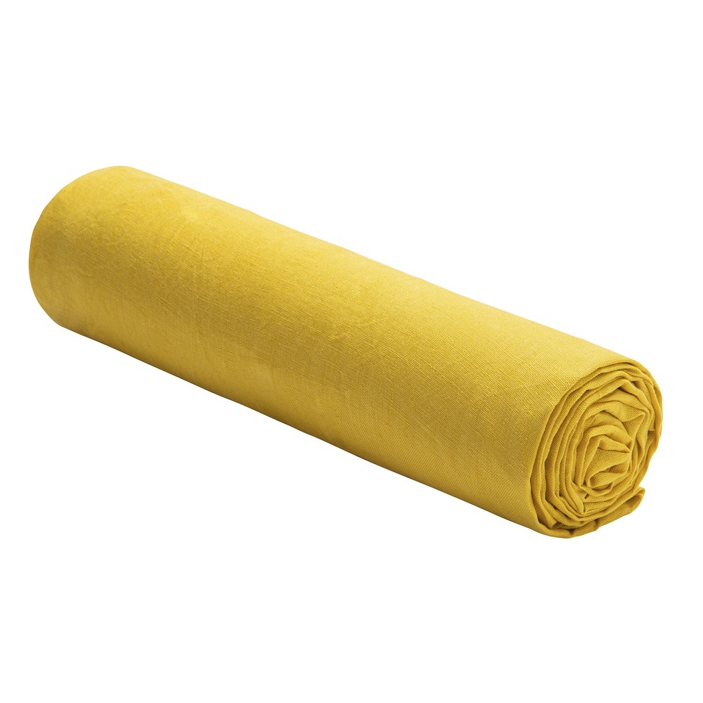 Drap housse lin lav 200 x 200 cm Jaune lumire