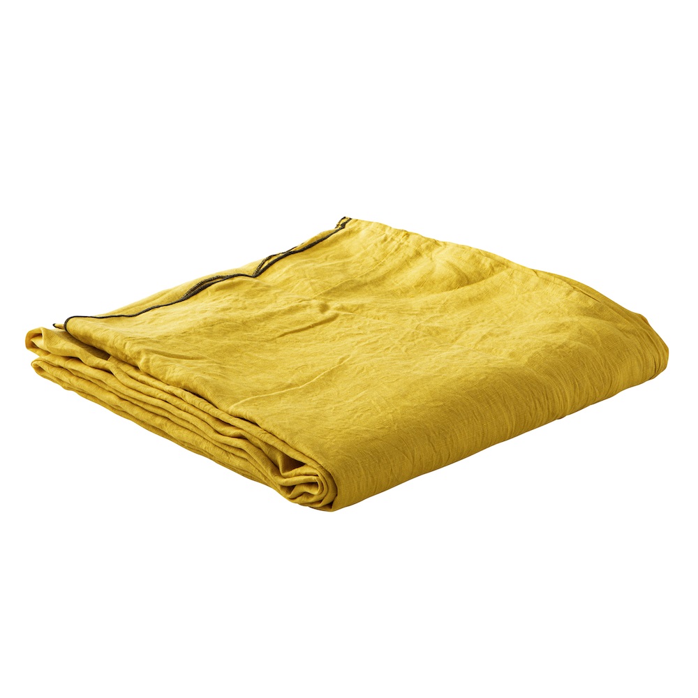 Drap plat lin lave 240 x 300 cm Jaune lumire