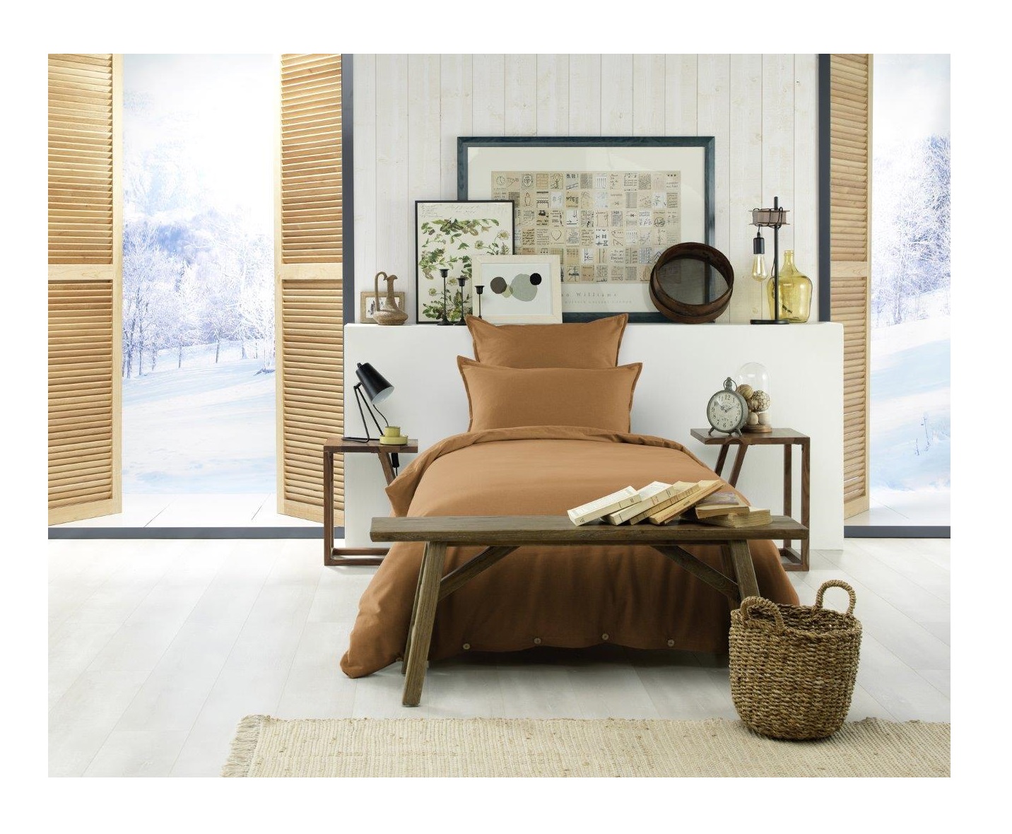 Housse de couette flanelle 140 x 200 cm Candice Camel