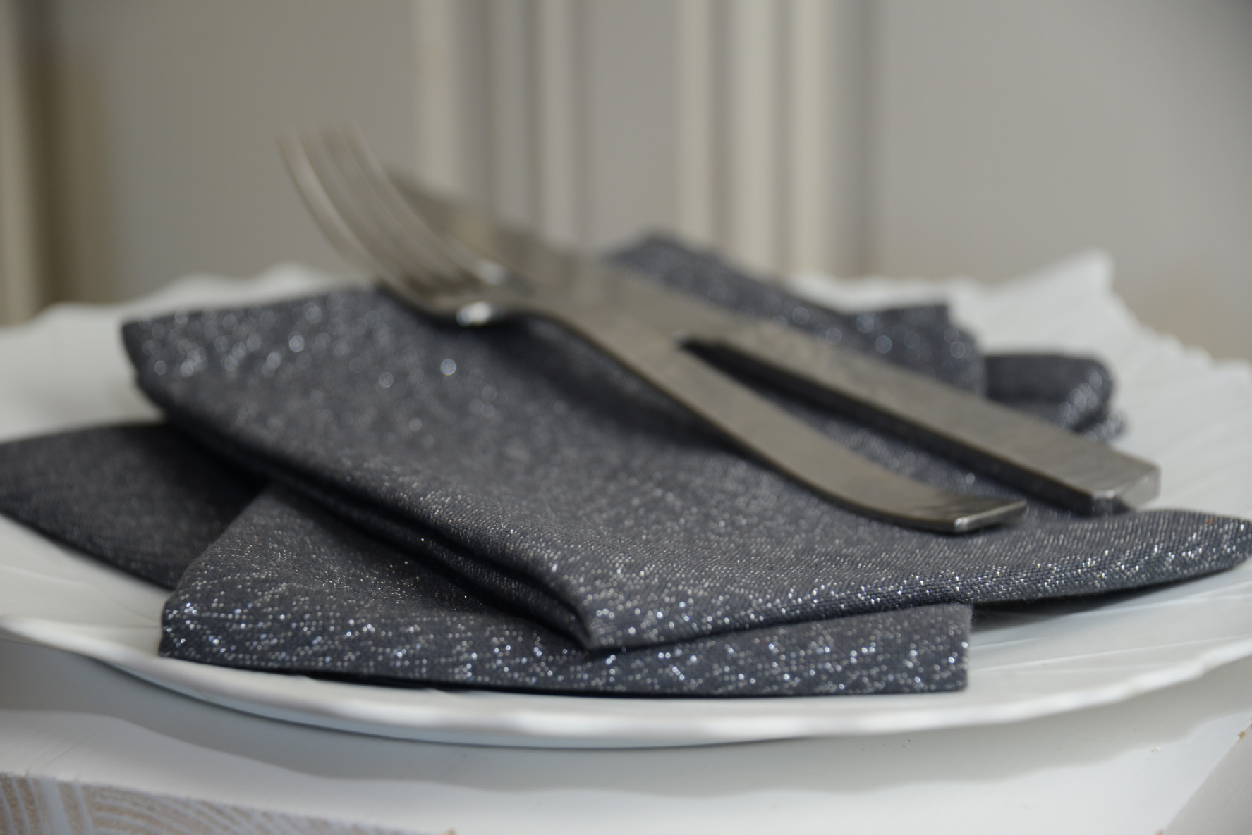 3 Serviettes de table Etincelle anthracite