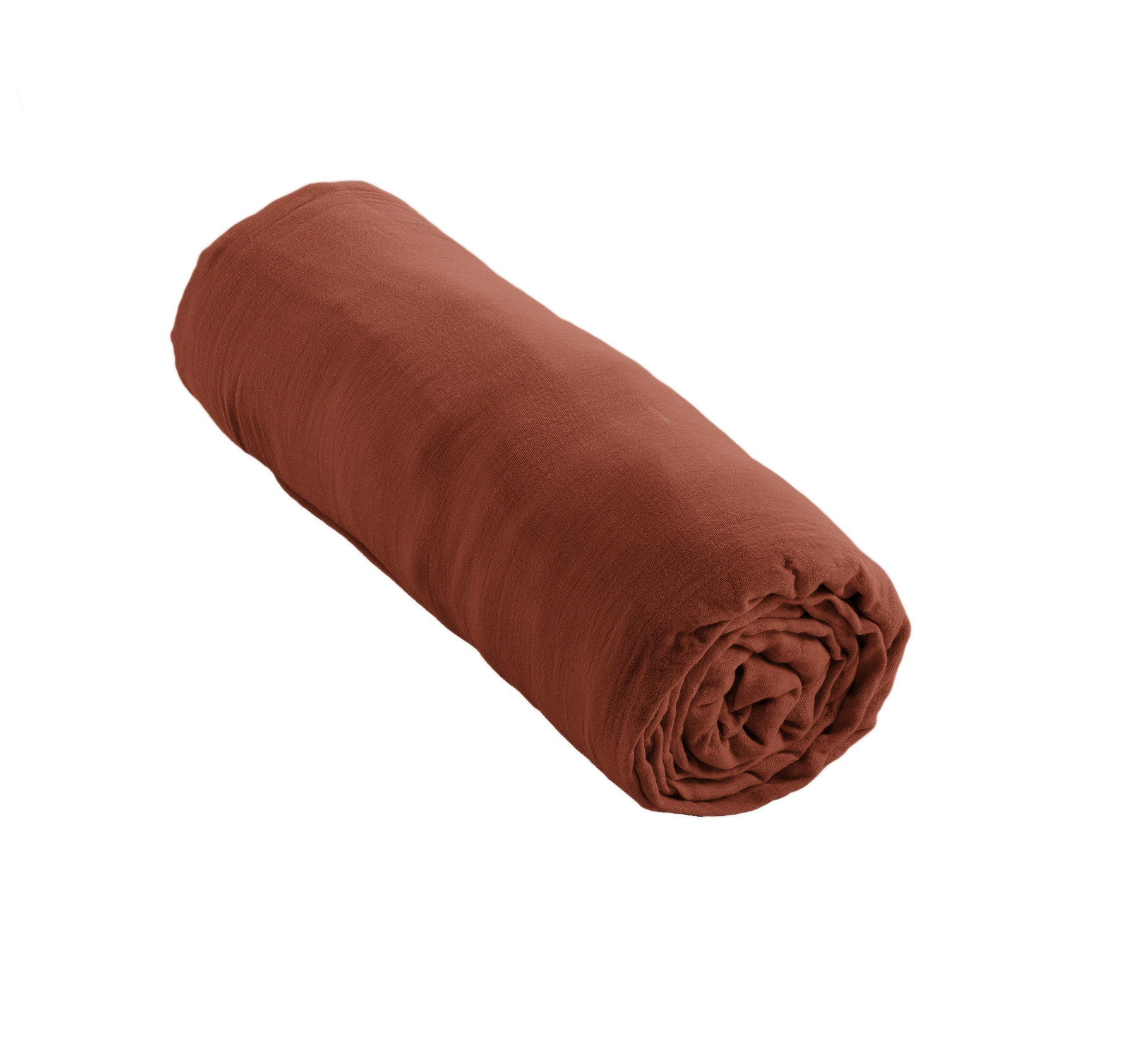 Drap housse gaze de coton 200 x 200 cm Gaia terracotta