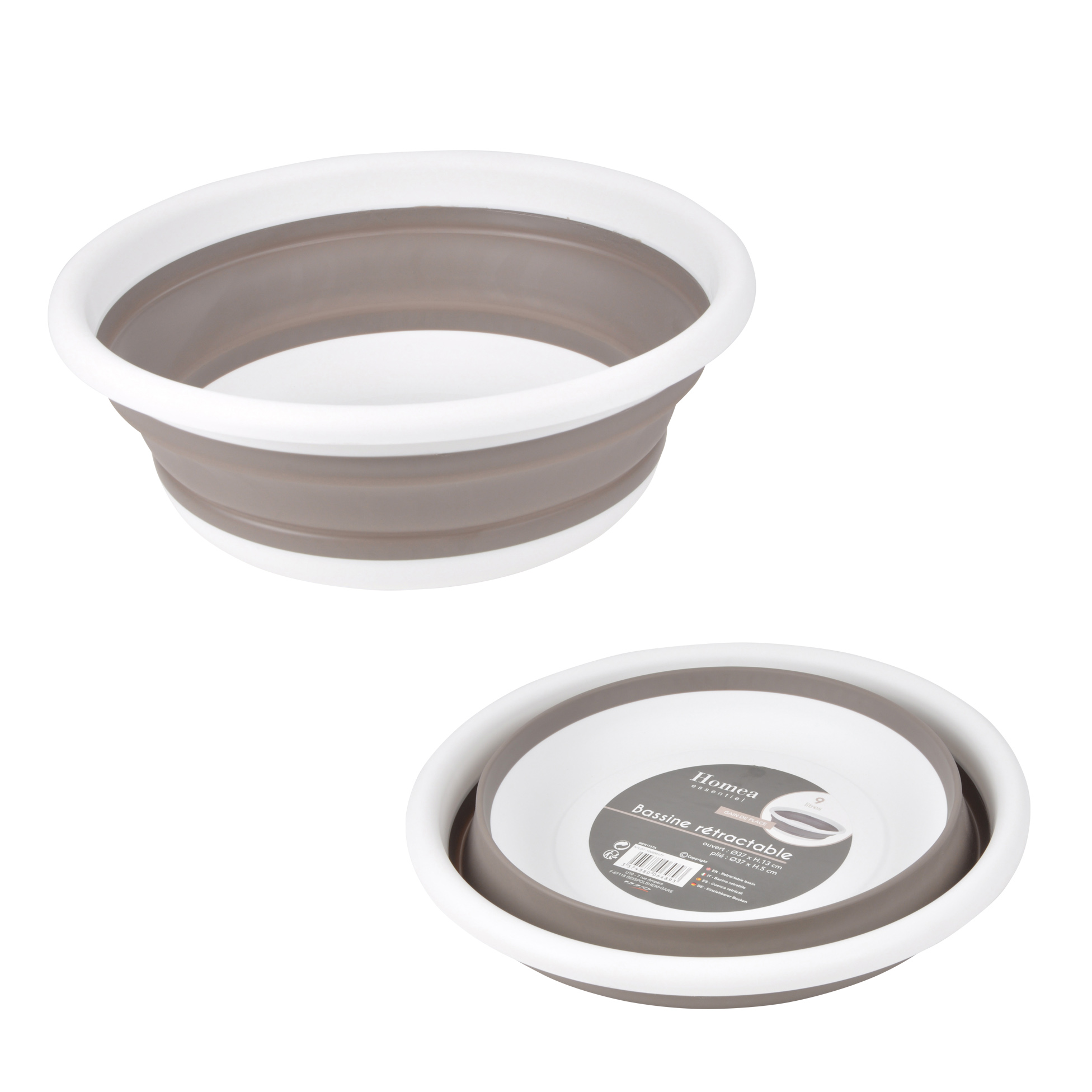 Bassine cuvette retractable taupe