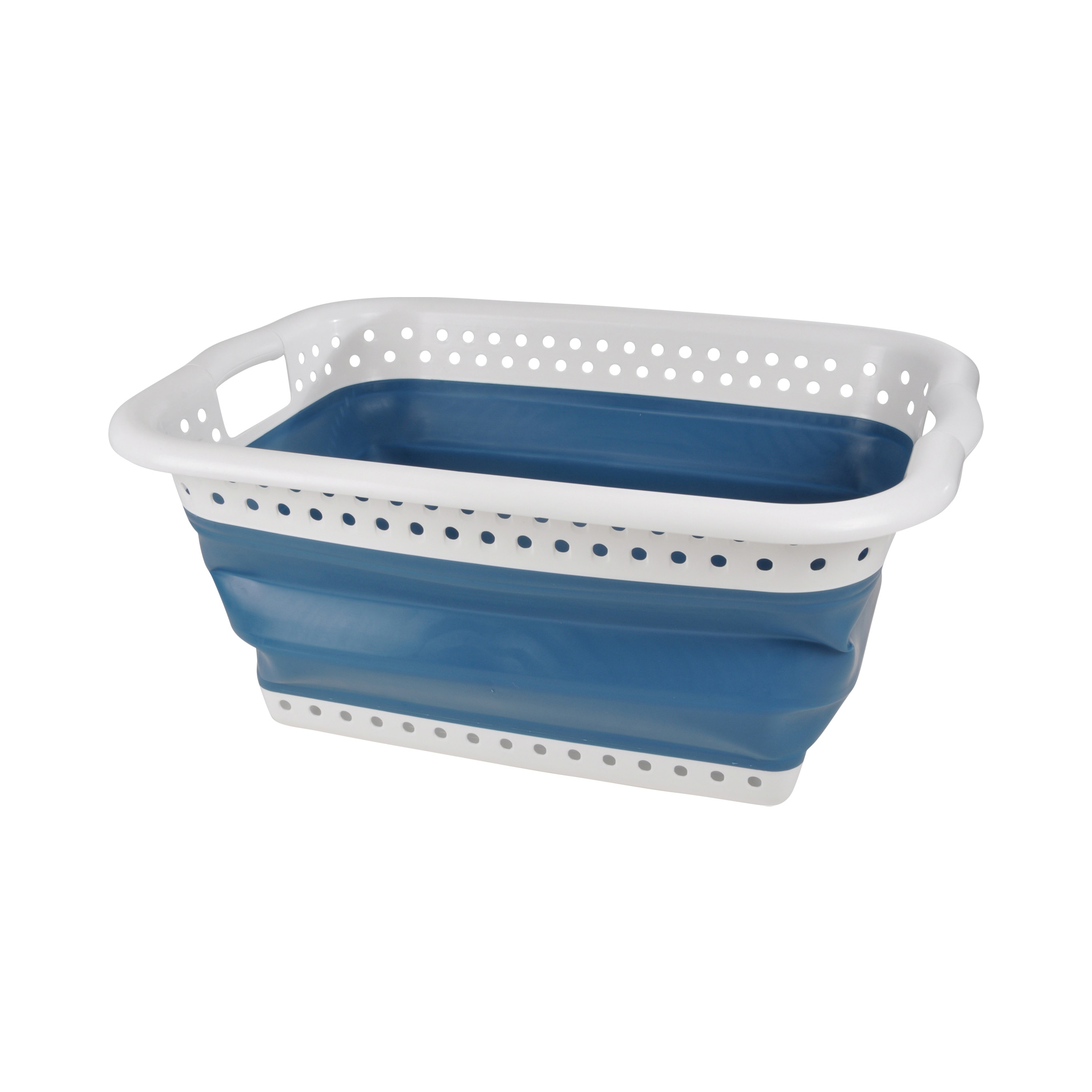 Panier a linge retractable bleu