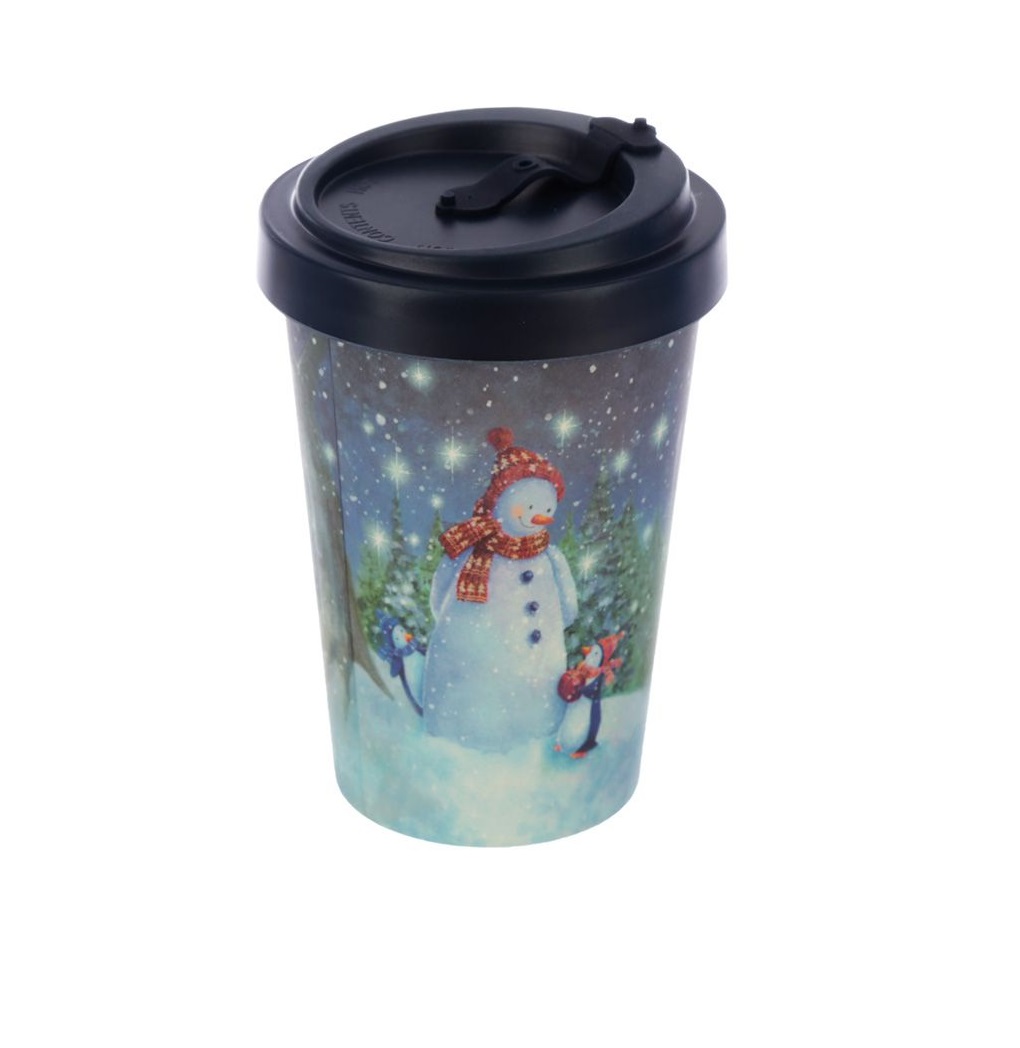 Mug de Voyage Ecologique en Bambou Bonhomme de neige