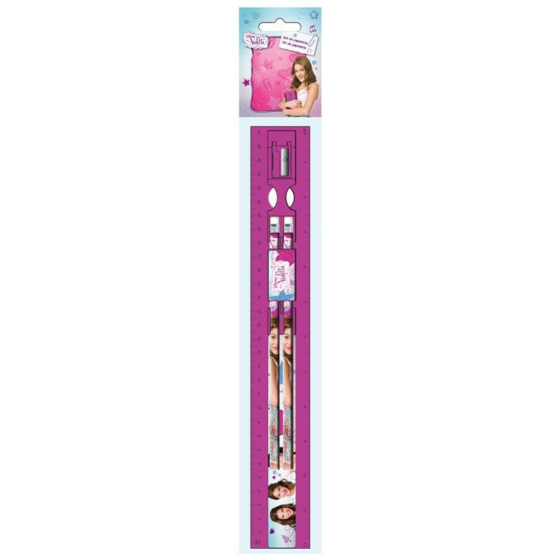 Set de papeterie 5 pices : regle, crayon gomme Violetta