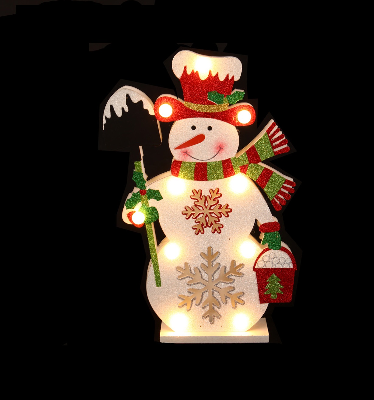 Bonhomme de neige a led en bois