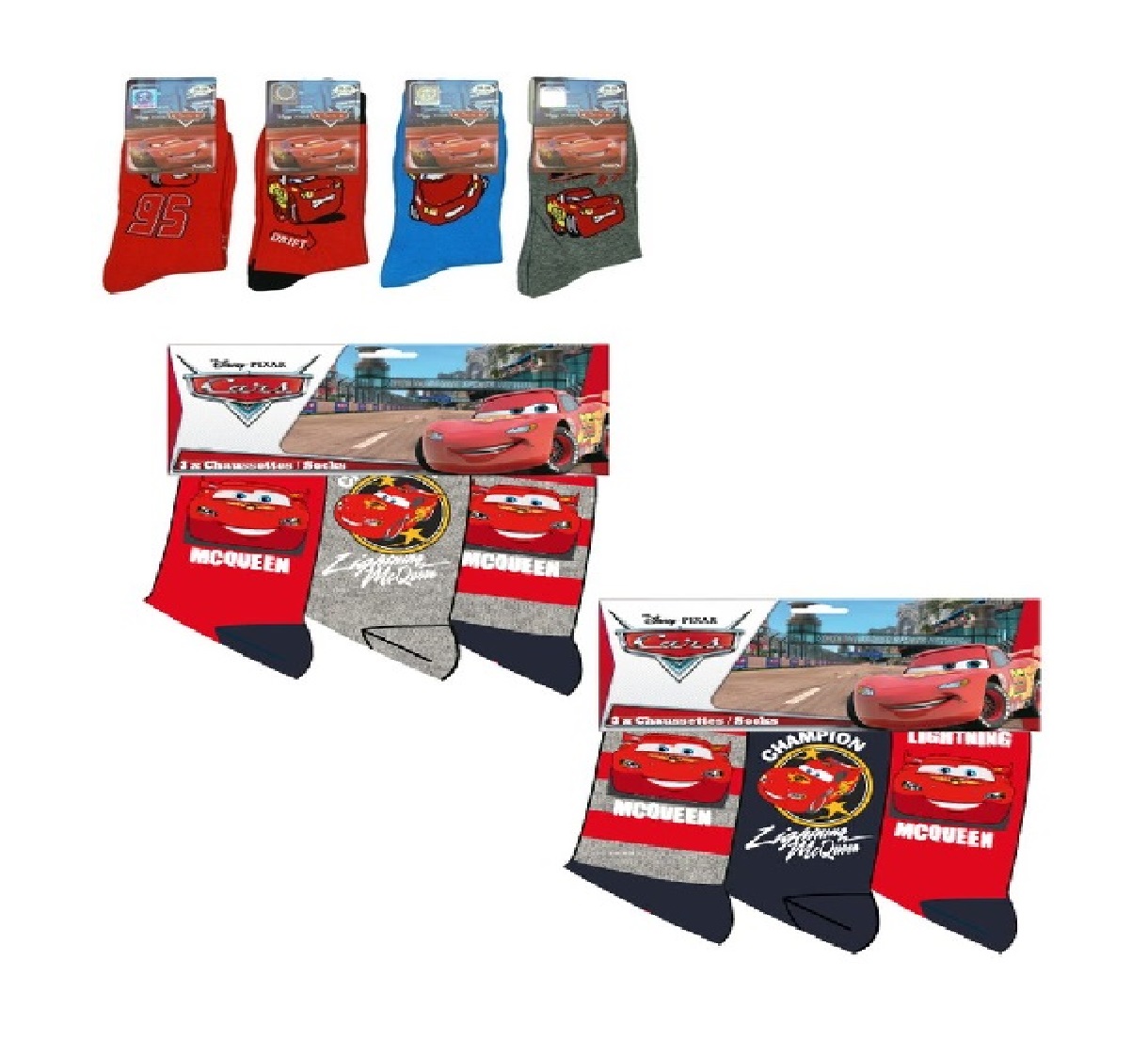 CARS Lot de 3 paires de chaussettes