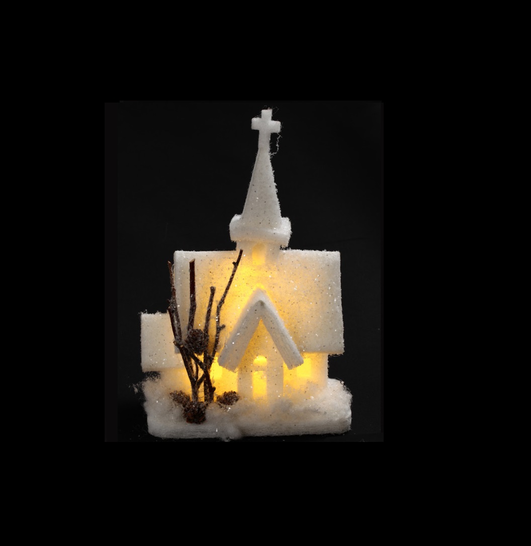 Tour De La Maison Lumineuse En Bois Clocher De L'église De Noël H45cm